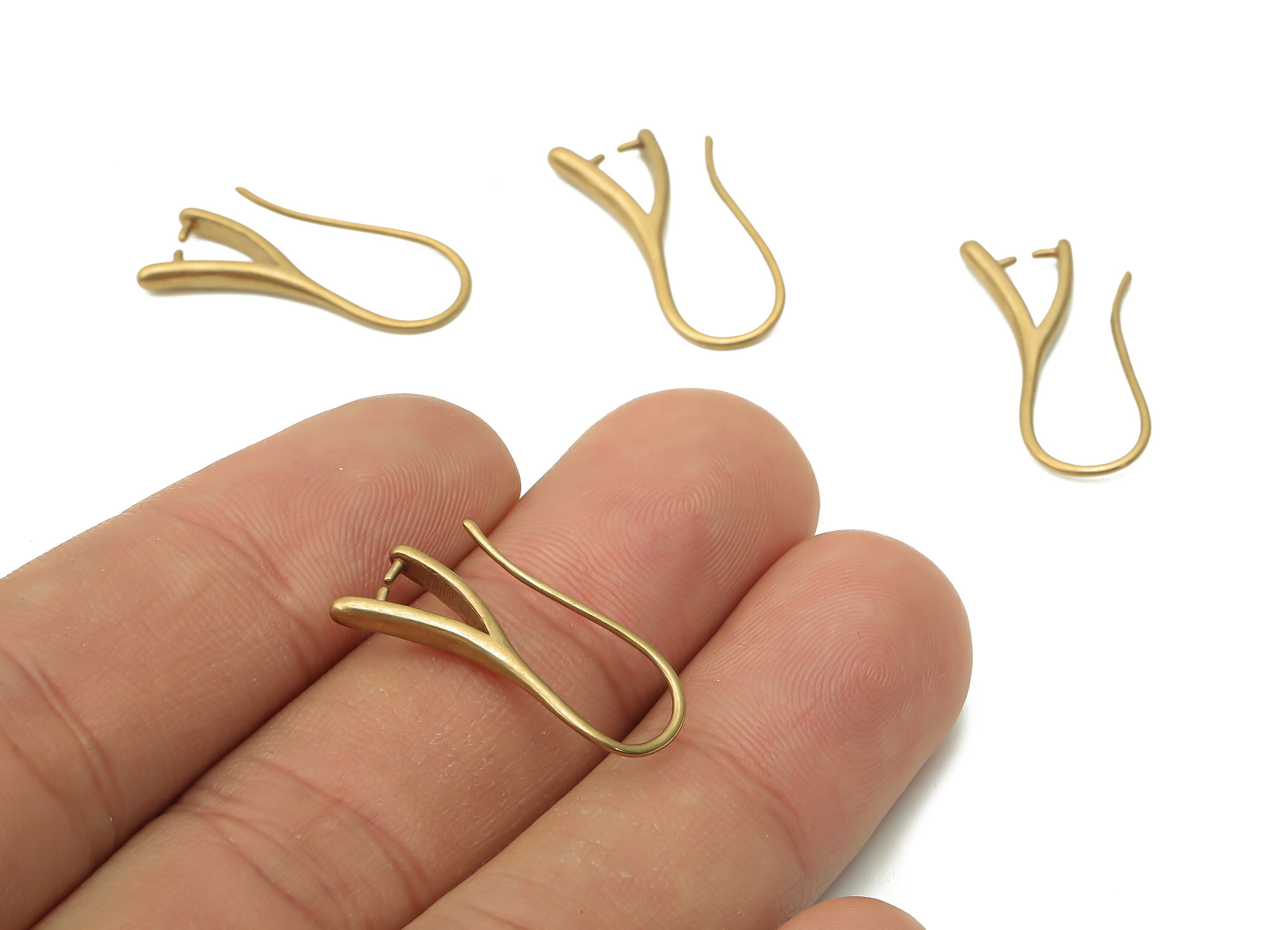 Brass Earrings Wires - Raw Brass Ear Hook Findings - Brass Earrings - Earrings Findings - 24.16x9.2x2.33mm - PP7787 - DOMEDBAZAAR