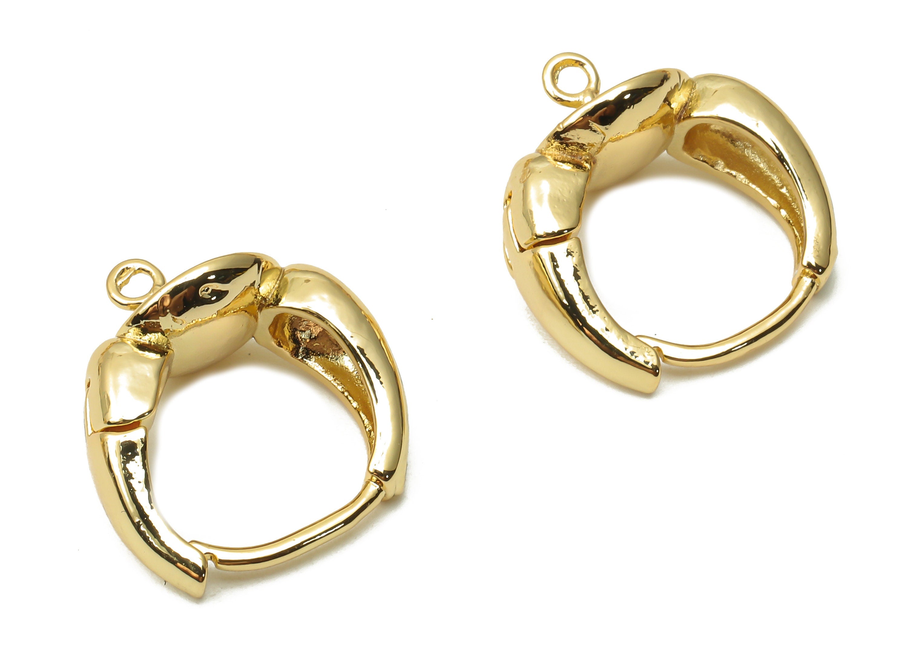 Brass Round Huggie Hoop Earring - Brass Huggie Hoop for Pearl- Hoop With Loop - 18K Real Gold Plated Brass - 17.82x15.88x2.65mm - RGP4845 - DOMEDBAZAAR