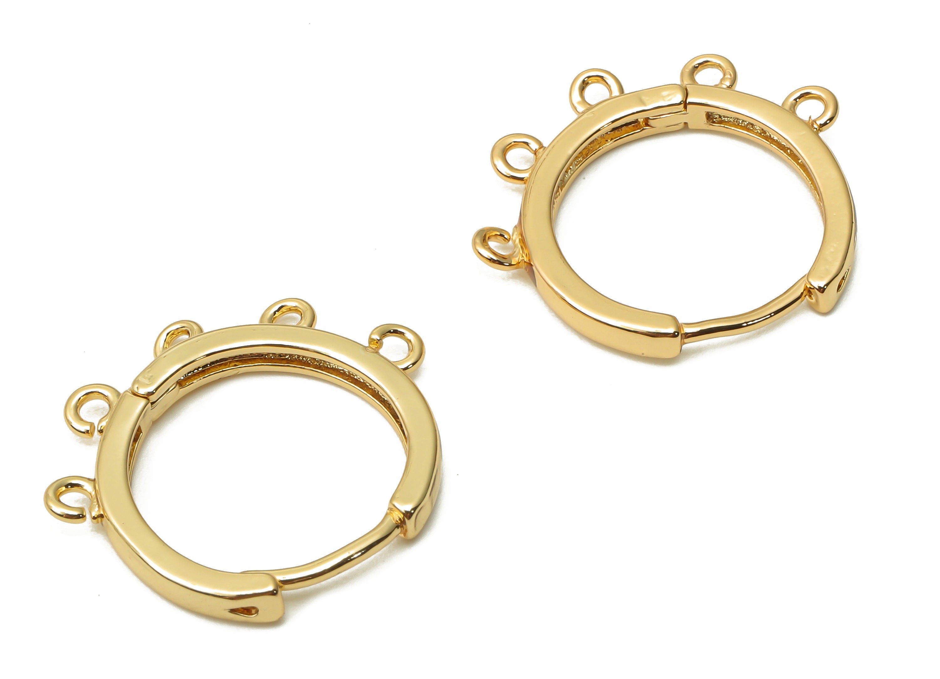 Brass Hoops Earrings Connector - Earring Hoop Clasps - Huggie Hoop With 5 Loop - 18K Real Gold Plated - 20.77x17.1x2.6mm - RGP4855 - DOMEDBAZAAR