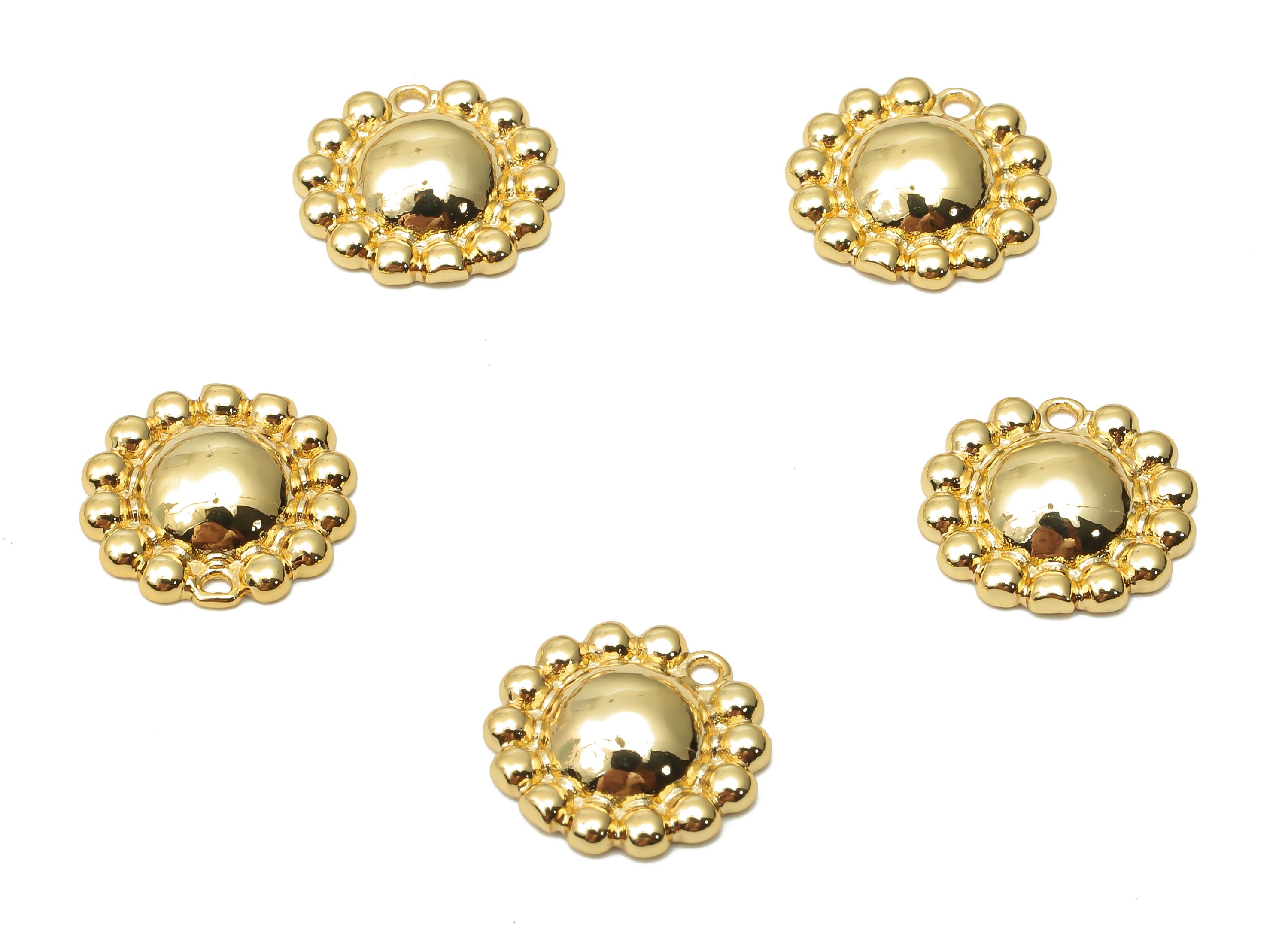 Brass Sun Flower Earring Charms - Raw Brass Flower Pendant Charms - 18K Real Gold Plated Brass - 13.07x13.07x3.3mm - RGP4859 - DOMEDBAZAAR
