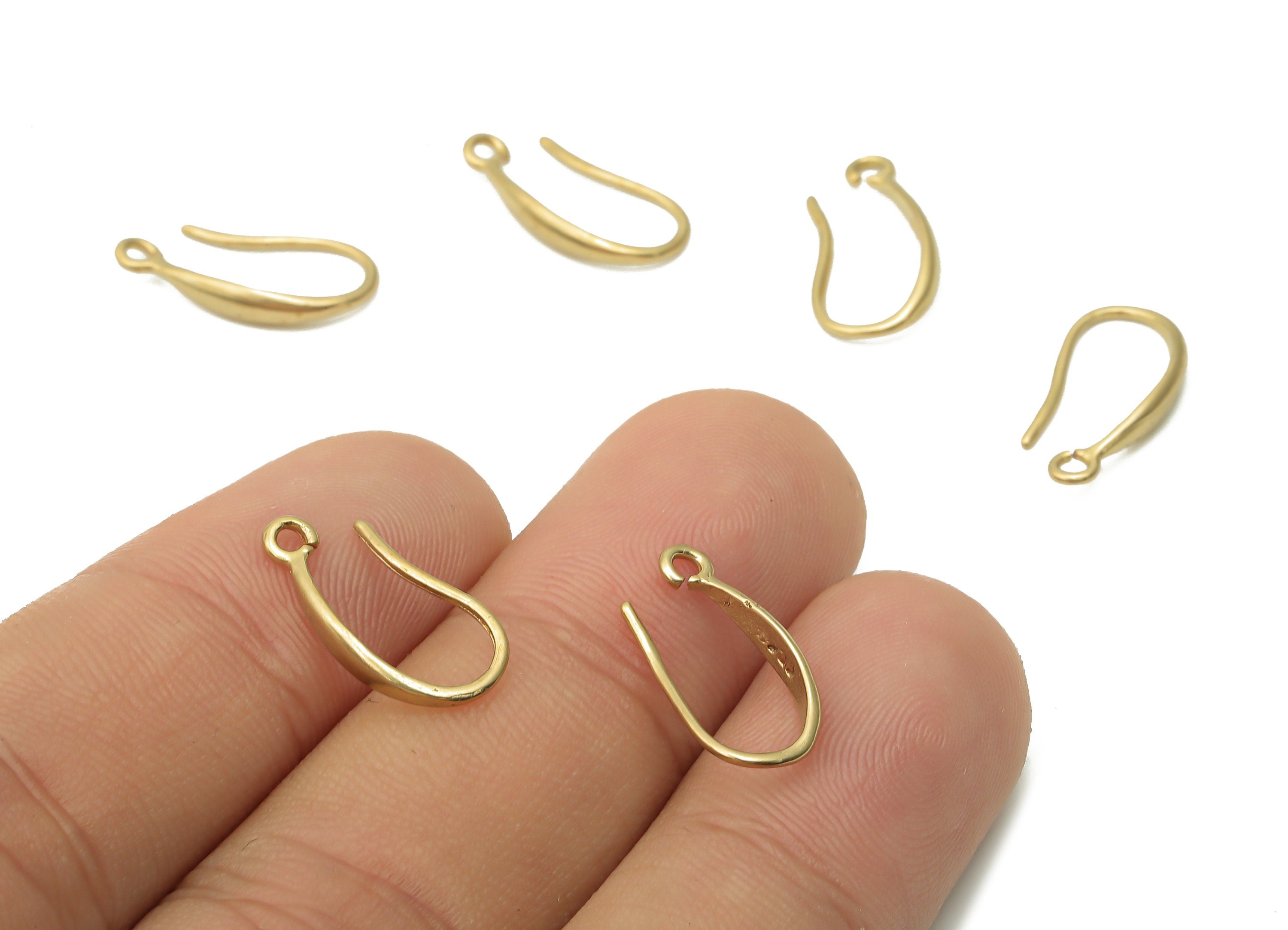 Brass Earrings Wires - Raw Brass Circle Earrings Hooks With Loop - Raw Brass Ear Hooks - Earrings Findings - 17.29x7.6x2.74mm - PP7795 - DOMEDBAZAAR