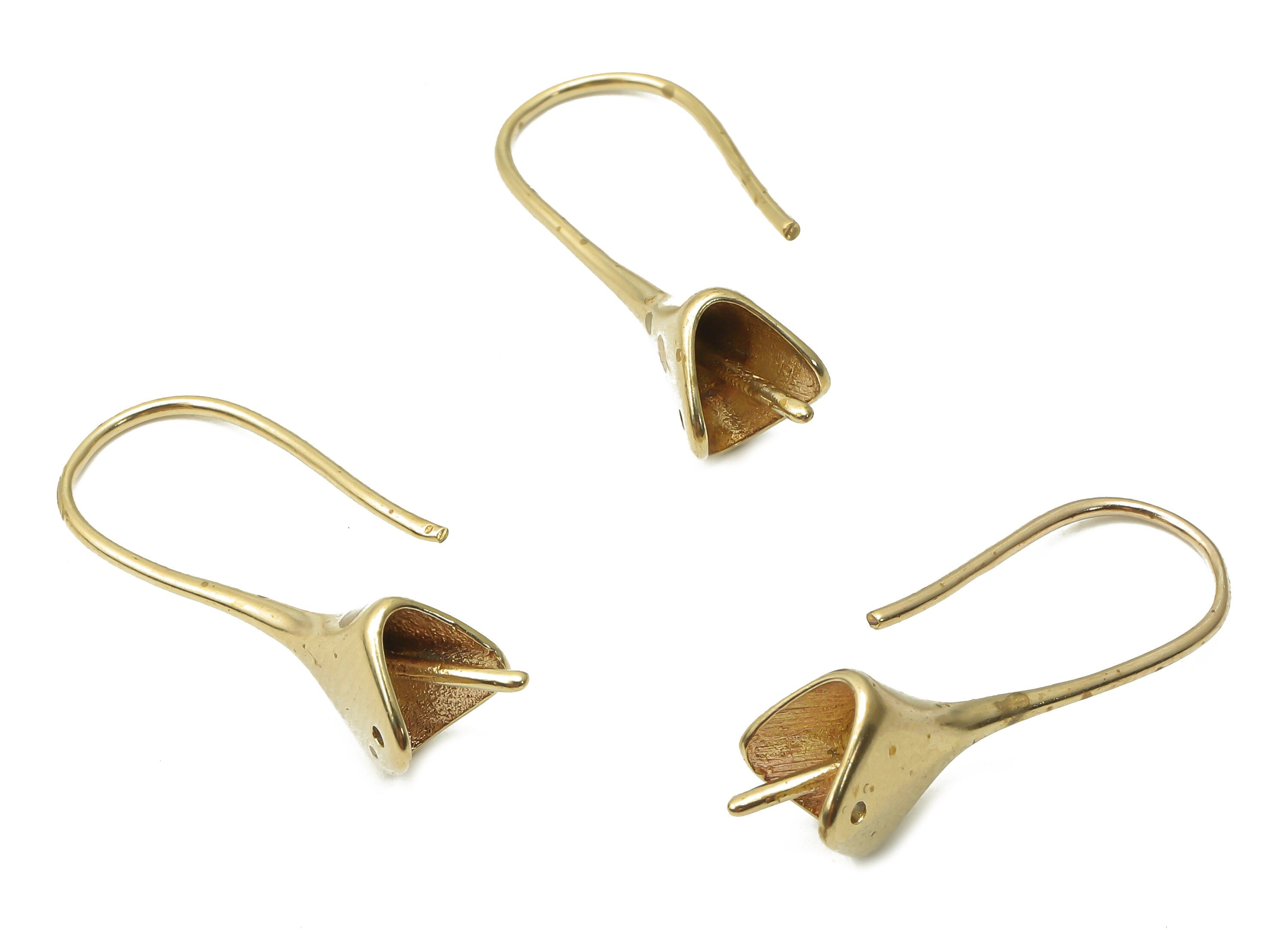 Brass Earrings Wires - Raw Brass Round Bell Earrings Hook - Brass Earrings Findings - Brass Triangle Wires - 25.64x10.78x0.94mm - PP7797 - DOMEDBAZAAR