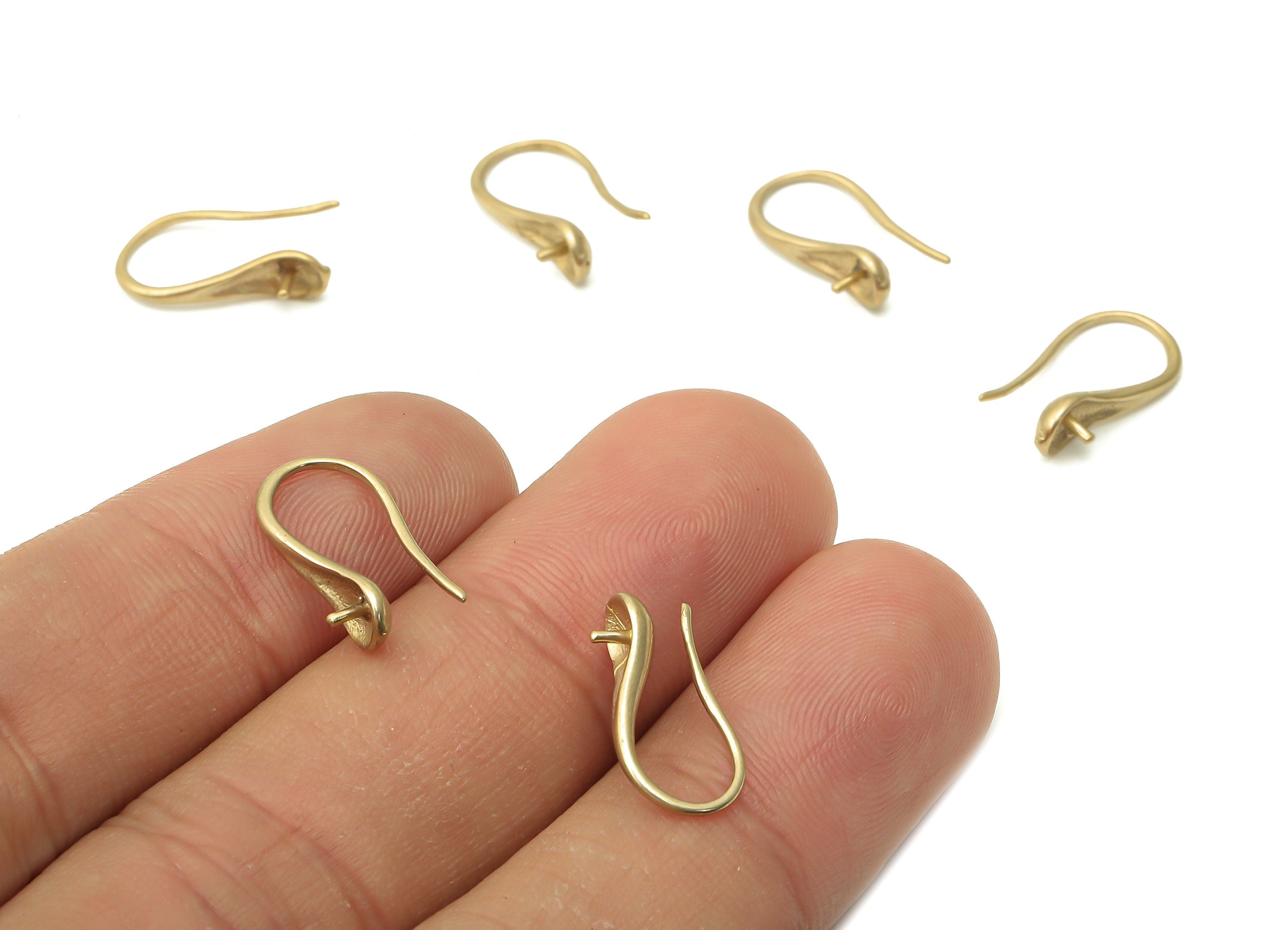 Brass Earrings Wires - Raw Brass Snake Ear Hooks Findings - Brass Snake Ear Hooks - Earrings Findings - 15.7x8.28x1.03mm - PP7798 - DOMEDBAZAAR