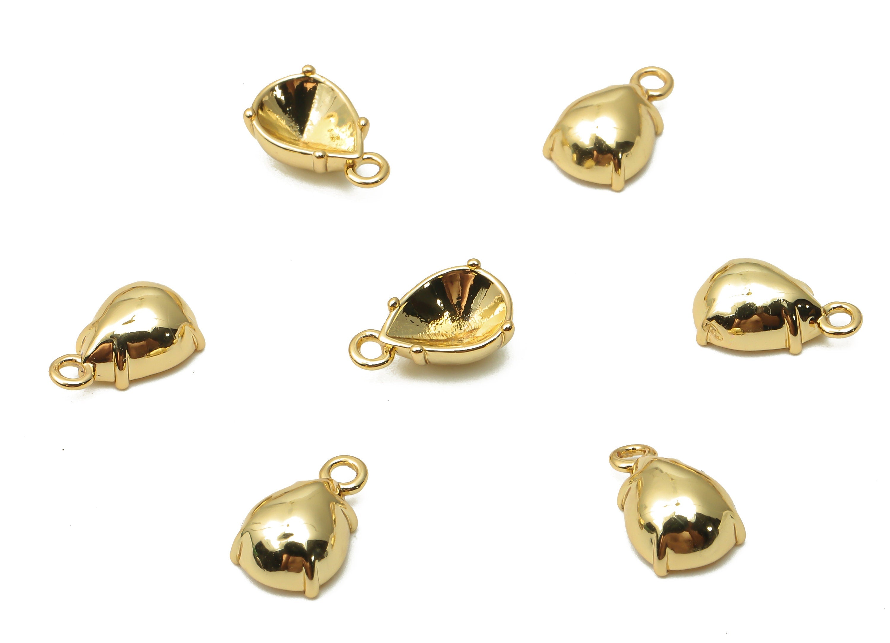 Brass Drop Earring Charms - Brass Cabachon Teardrop Earring - Brass Teardrop Pendant - Brass Teardrop Earring -10.78x 6.64x 1.26mm -RGP4894 - DOMEDBAZAAR