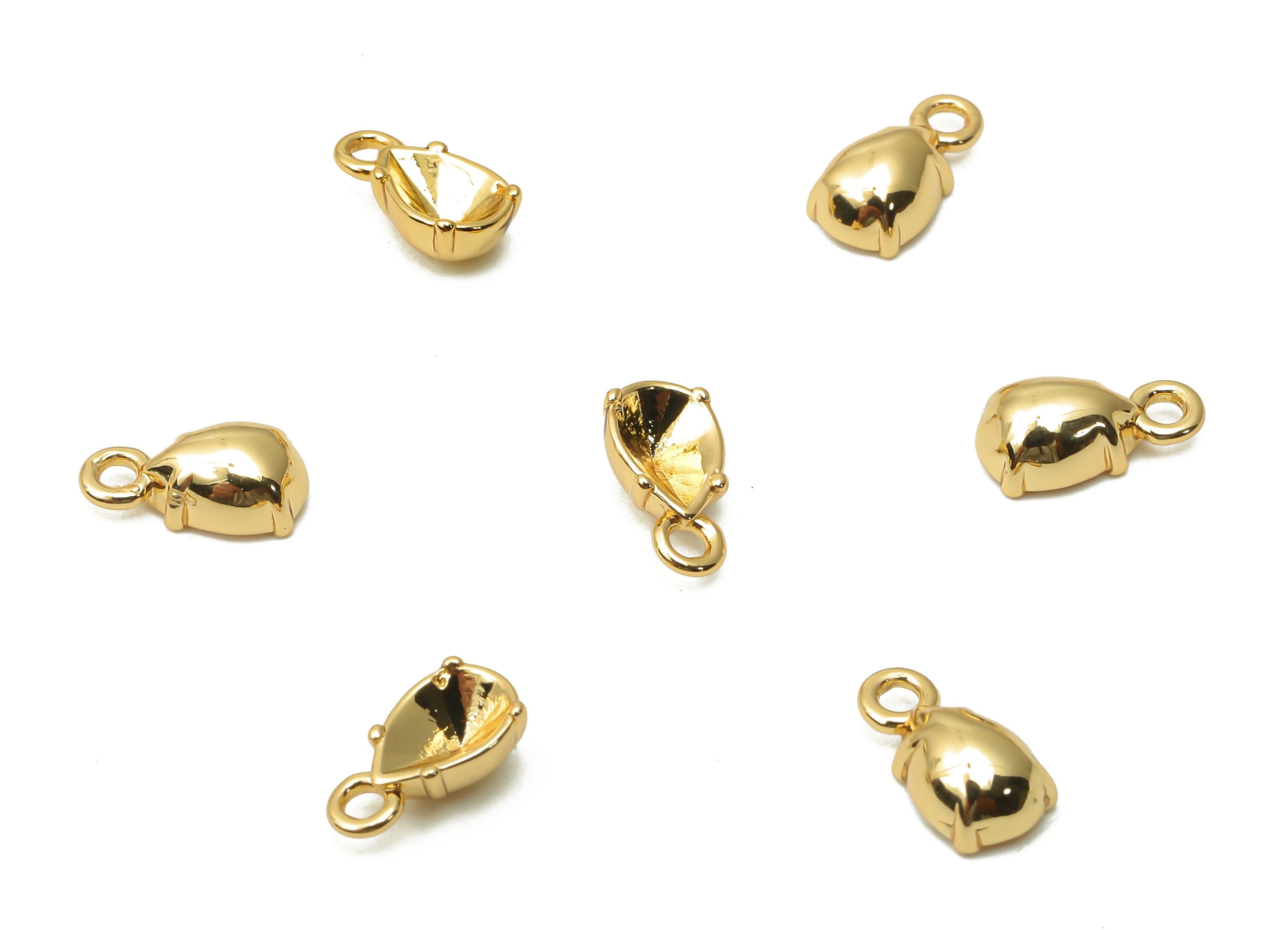 Brass Drop Earring Charms - Brass Cabachon Teardrop Earring - Brass Teardrop Pendant - Brass Teardrop Earring - 8.77x 4.67x 1.12mm -RGP4898 - DOMEDBAZAAR