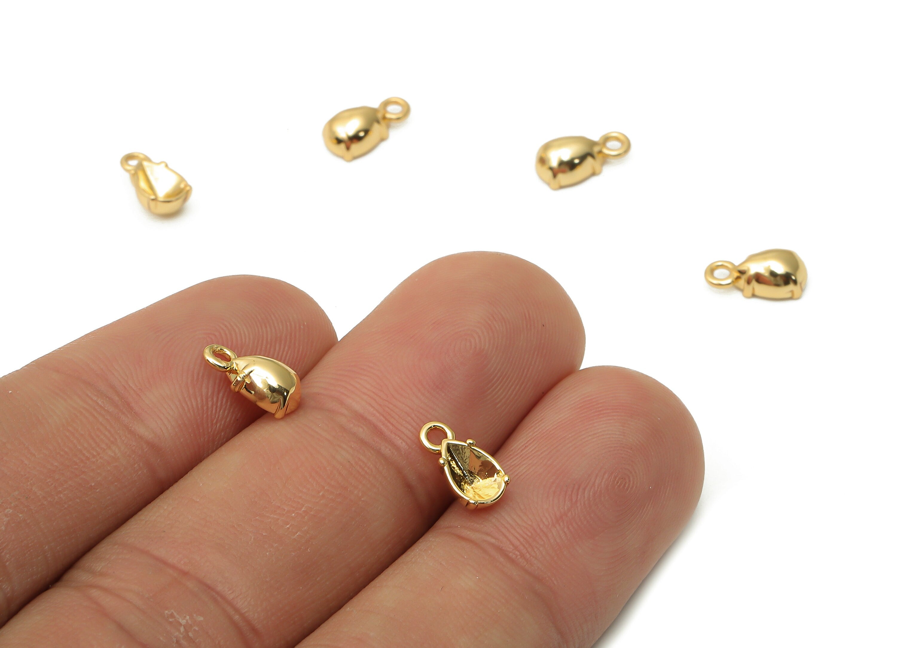 Brass Drop Earring Charms - Brass Cabachon Teardrop Earring - Brass Teardrop Pendant - Brass Teardrop Earring - 8.77x 4.67x 1.12mm -RGP4898 - DOMEDBAZAAR
