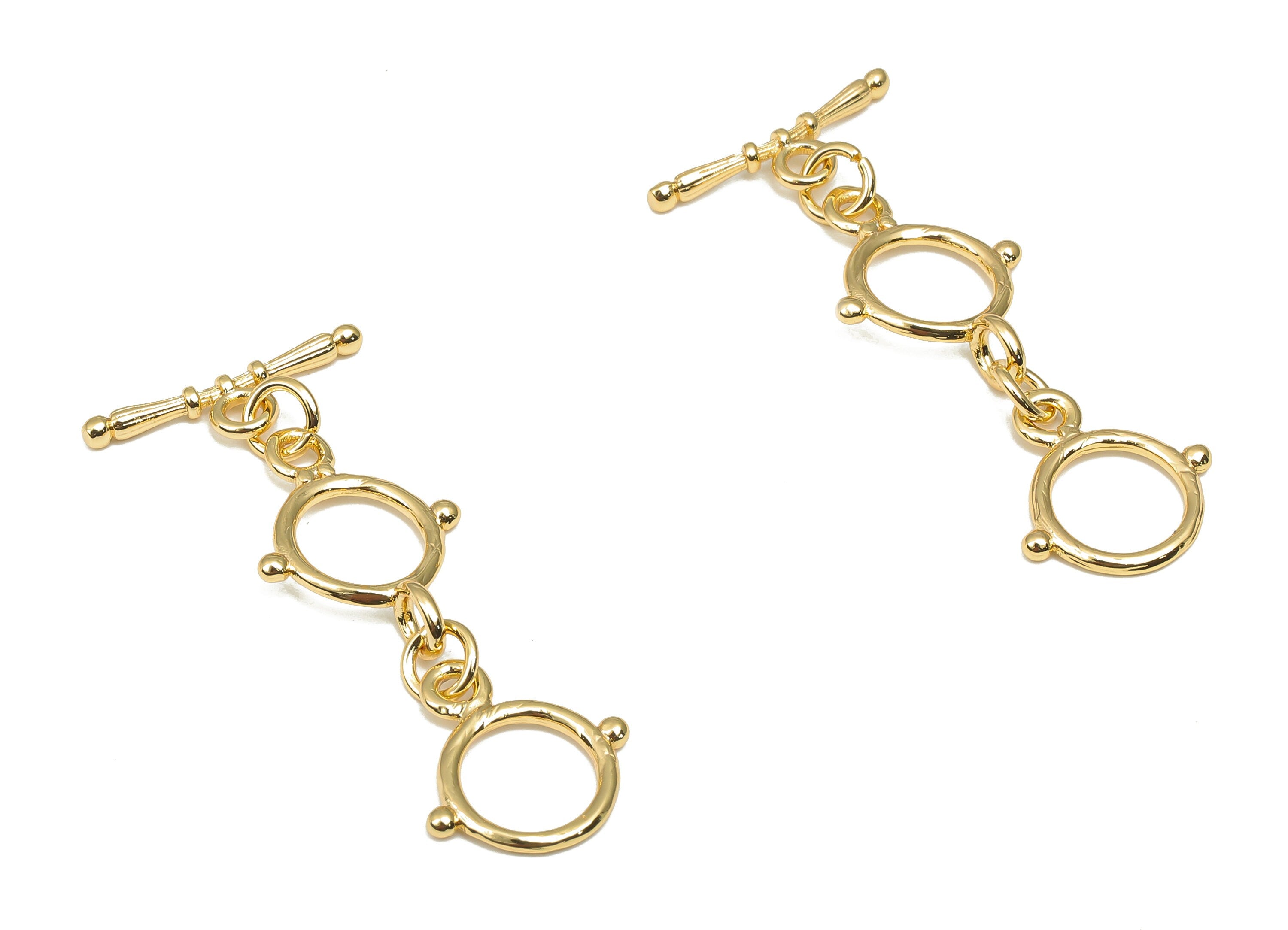 Brass Toggle Clasp - Brass Round Toggle Clasp - 18K Real Gold Plated Brass - Bracelet Toggle - Toggle Necklace - 39.27x18.13x1.8mm - RGP4570 - DOMEDBAZAAR