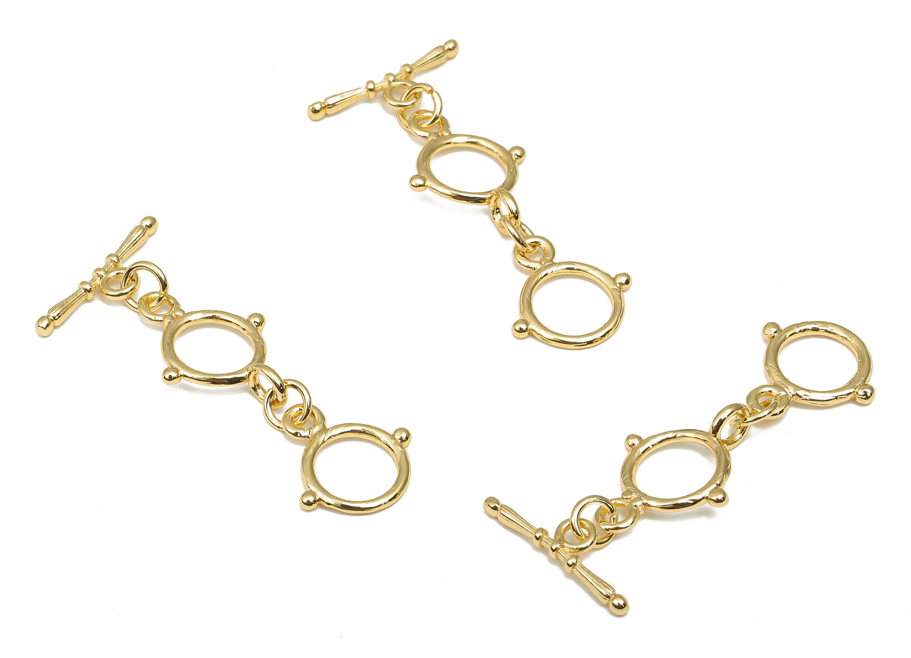 Brass Toggle Clasp - Brass Round Toggle Clasp - 18K Real Gold Plated Brass - Bracelet Toggle - Toggle Necklace - 39.27x18.13x1.8mm - RGP4570 - DOMEDBAZAAR