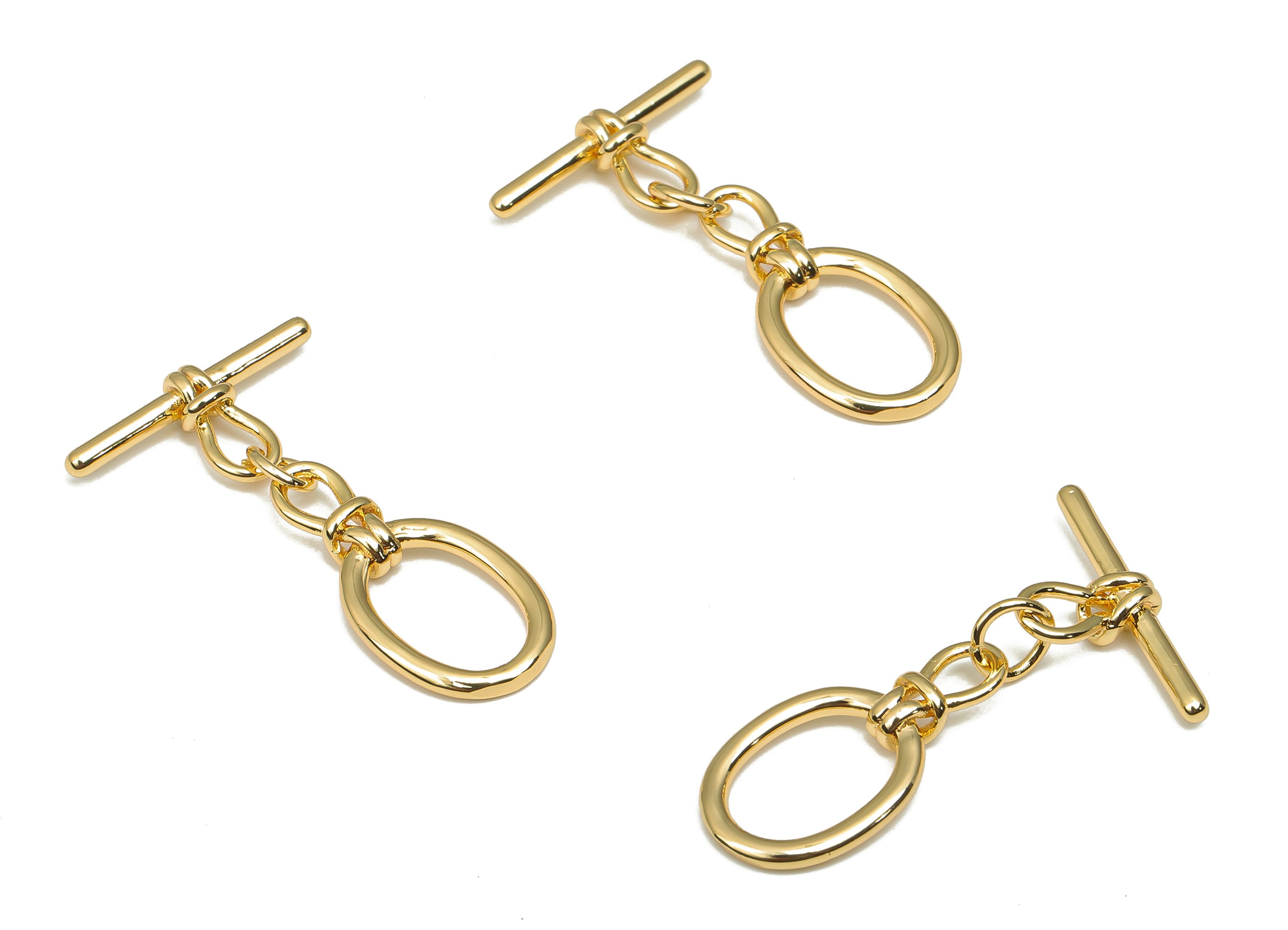 Brass Toggle Clasp - Gold Oval Toggle Clasps - Toggle Bracelet - 18K Real Gold Plated Brass - Toggle Necklace - 30.24x17.37x1.6mm - RGP4571 - DOMEDBAZAAR