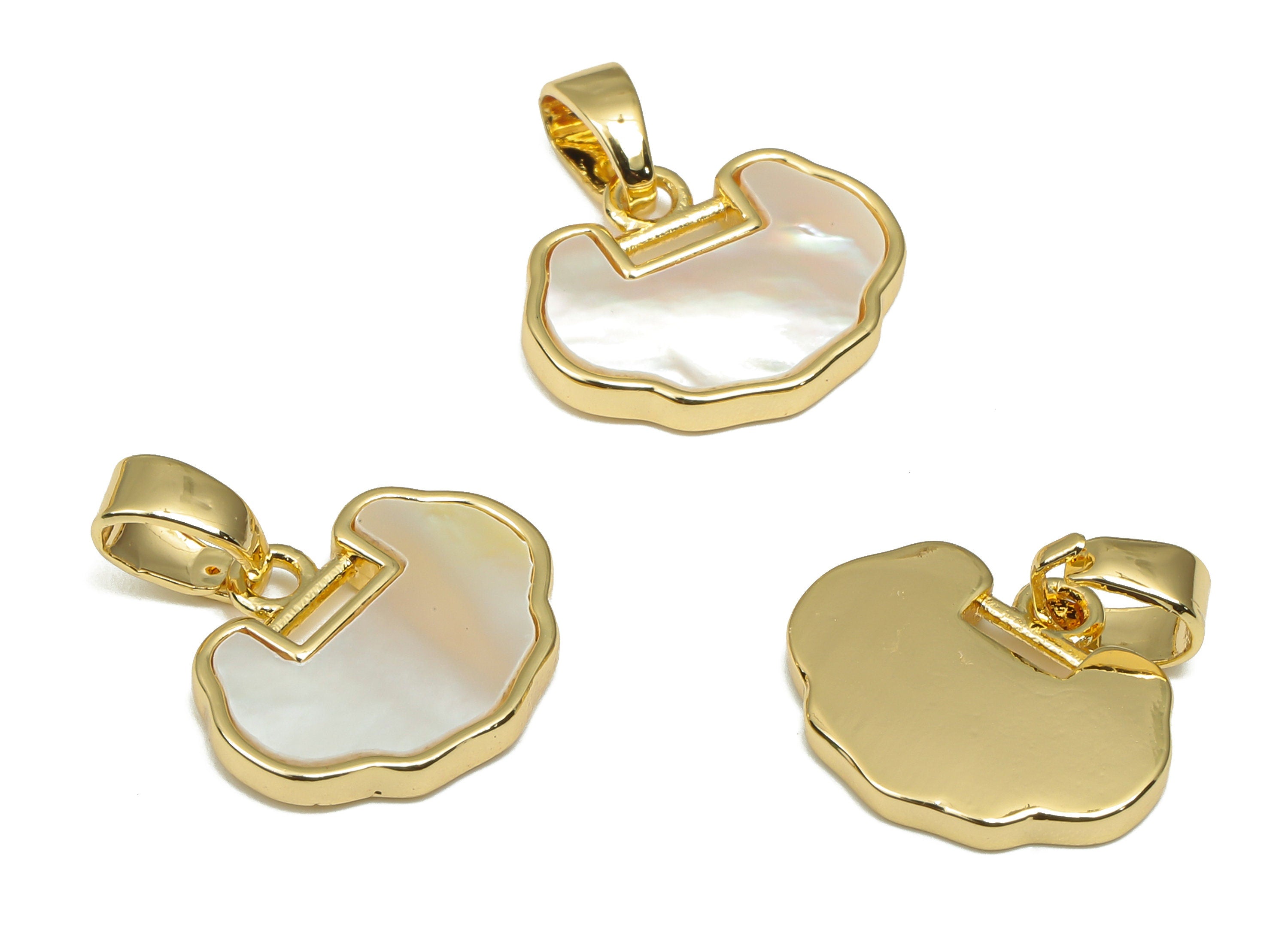 Brass Cloud Pendant - Gold MOP Shell Pendant - 18K Real Gold Plating - Mother of Pearl - For Necklace - 15x13.1x1.9mm - RGP4603 - DOMEDBAZAAR