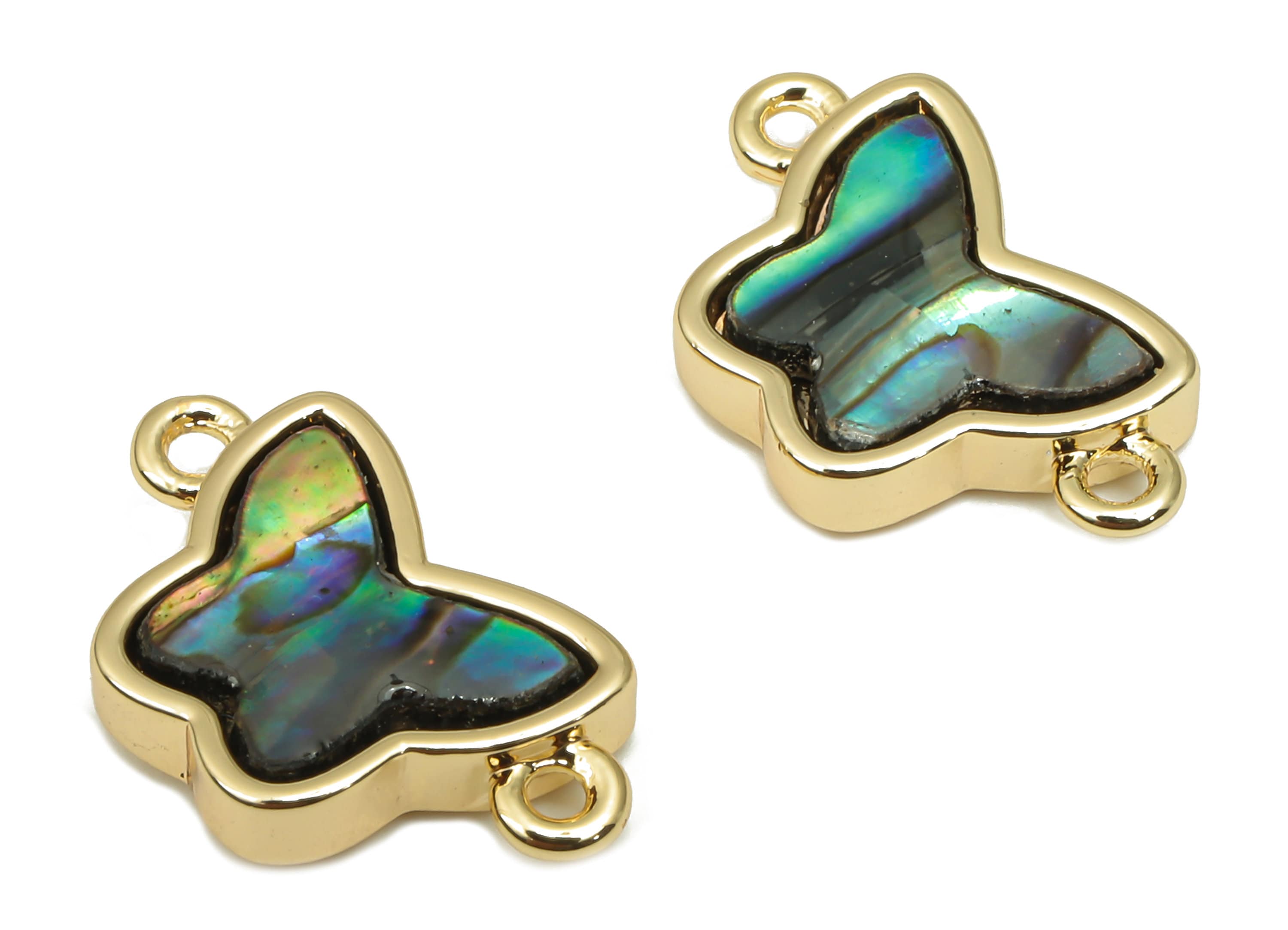 Brass Butterfly Connector - Synthetic Abalone Shell Connector - 18K Real Gold Plated Brass - For Bracelet - 16.25x9.58x3.45mm- RGP4605 - DOMEDBAZAAR