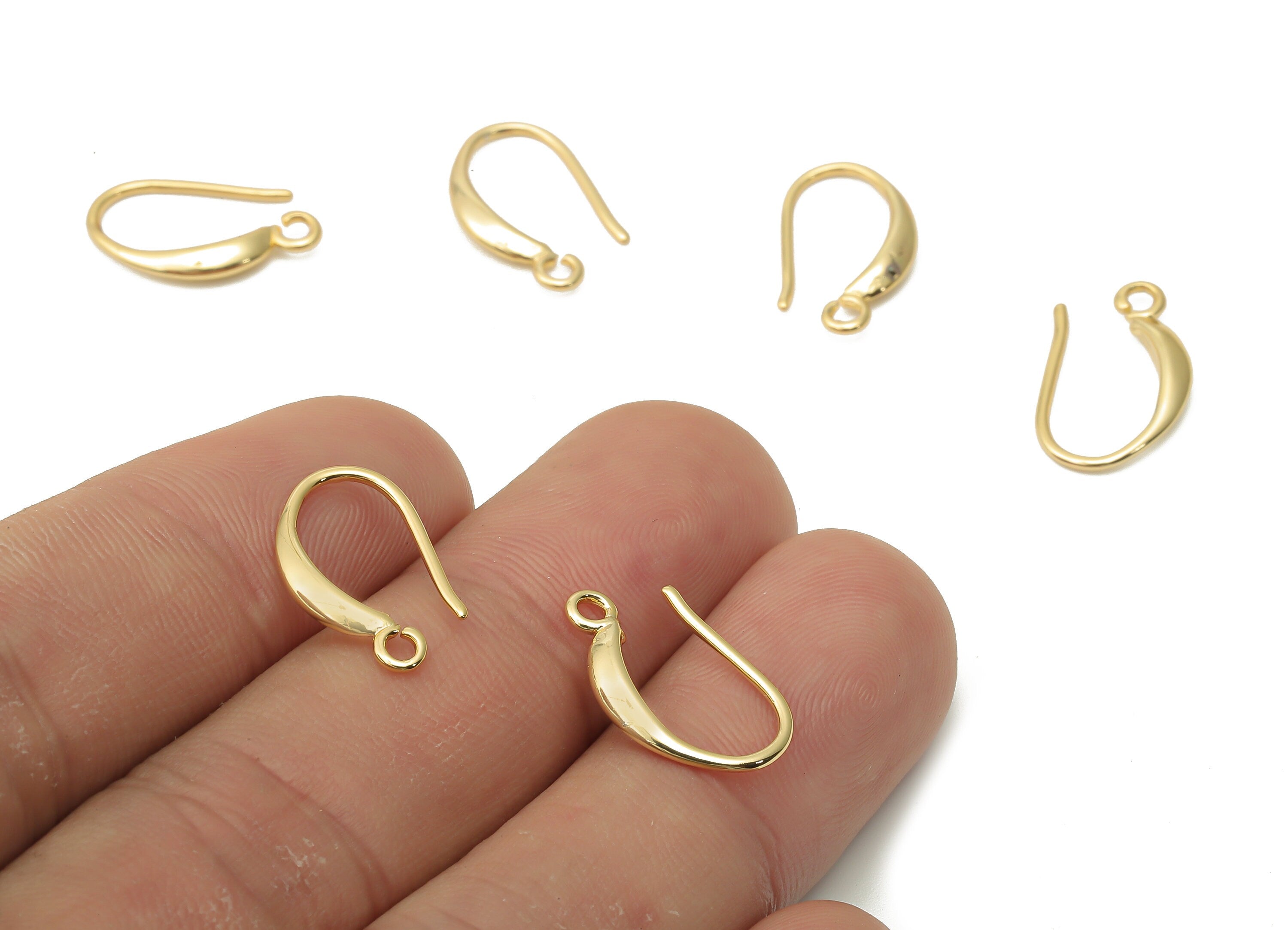 Brass Earring Wires - Brass Ear Hook With Loop - Round Earrings Wires - Brass Earring - 18K Real Gold Plated - 16.56x9.57x2.25mm - RGP5025 - DOMEDBAZAAR