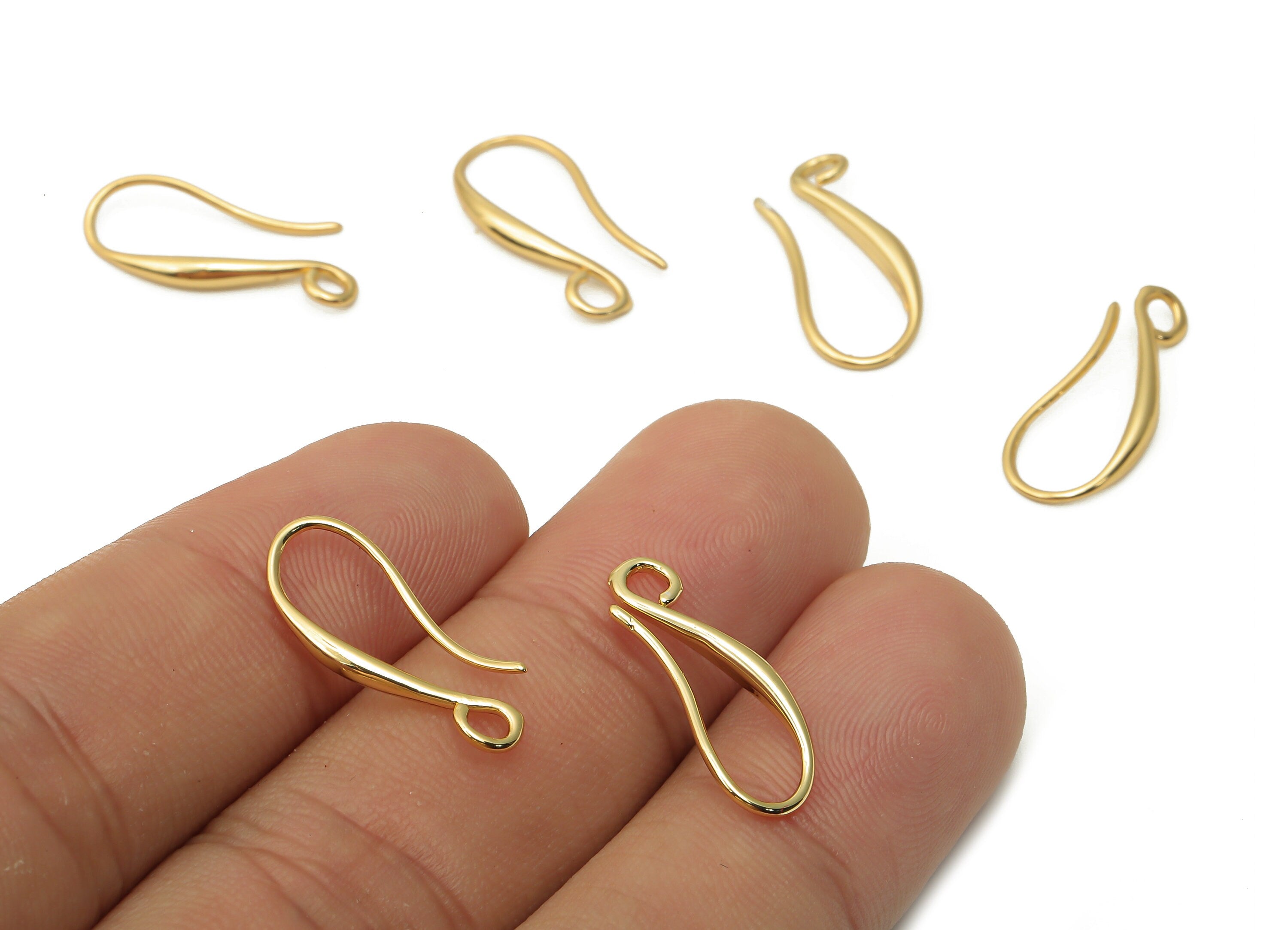 Brass Earrings Wire - Gold plated Hook Earrings - Earring Wire - Ear Hook - 18K Real Gold Plated Brass - 2.35x20.36x2.07mm - RGP5042 - DOMEDBAZAAR