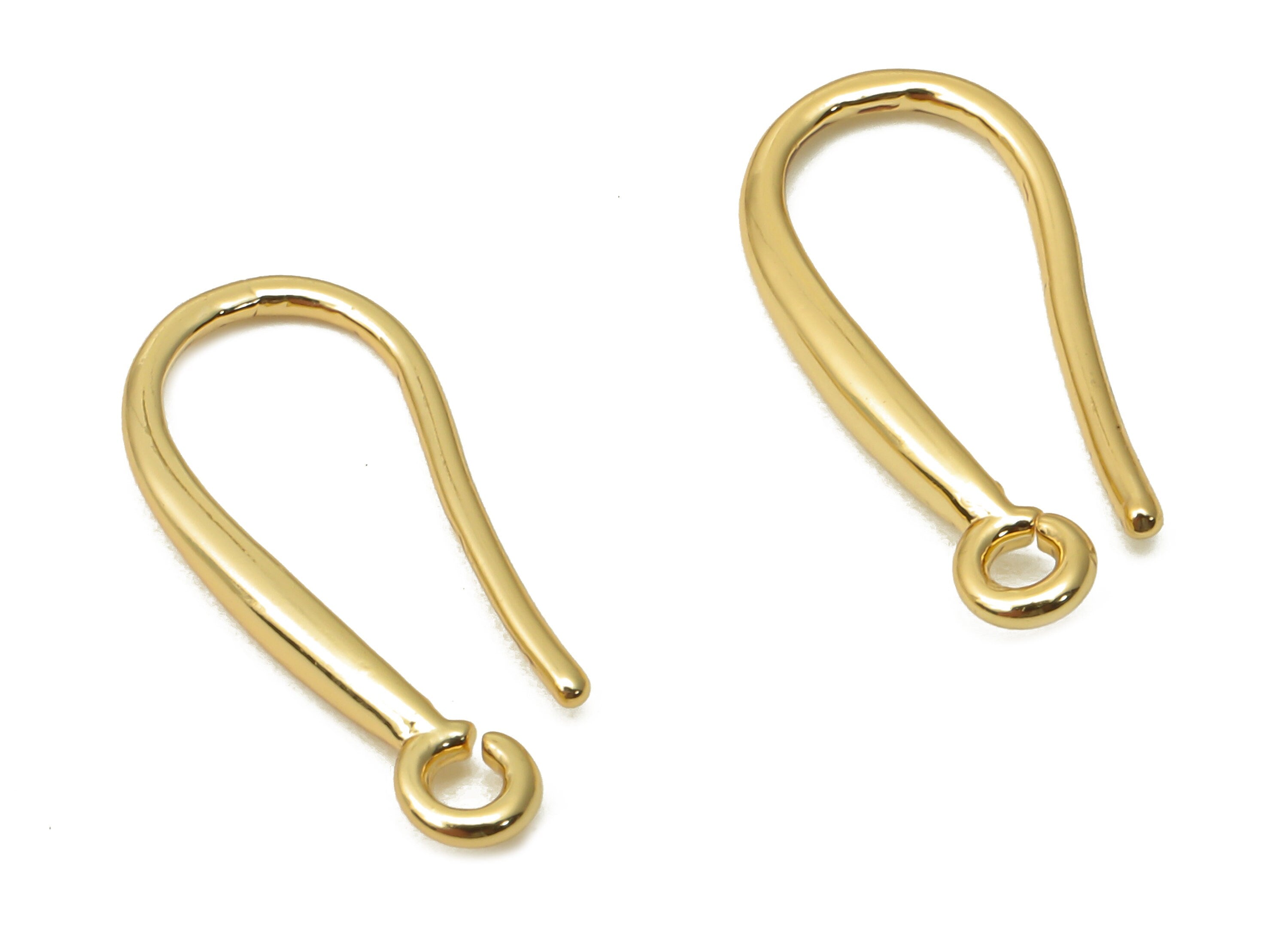 Brass Earrings Wire With Hook - Brass Earring - Brass Earring Findings - Ear Hook - 18K Real Gold Plated Brass - 16.12x6.66x1.67mm - RGP5045 - DOMEDBAZAAR