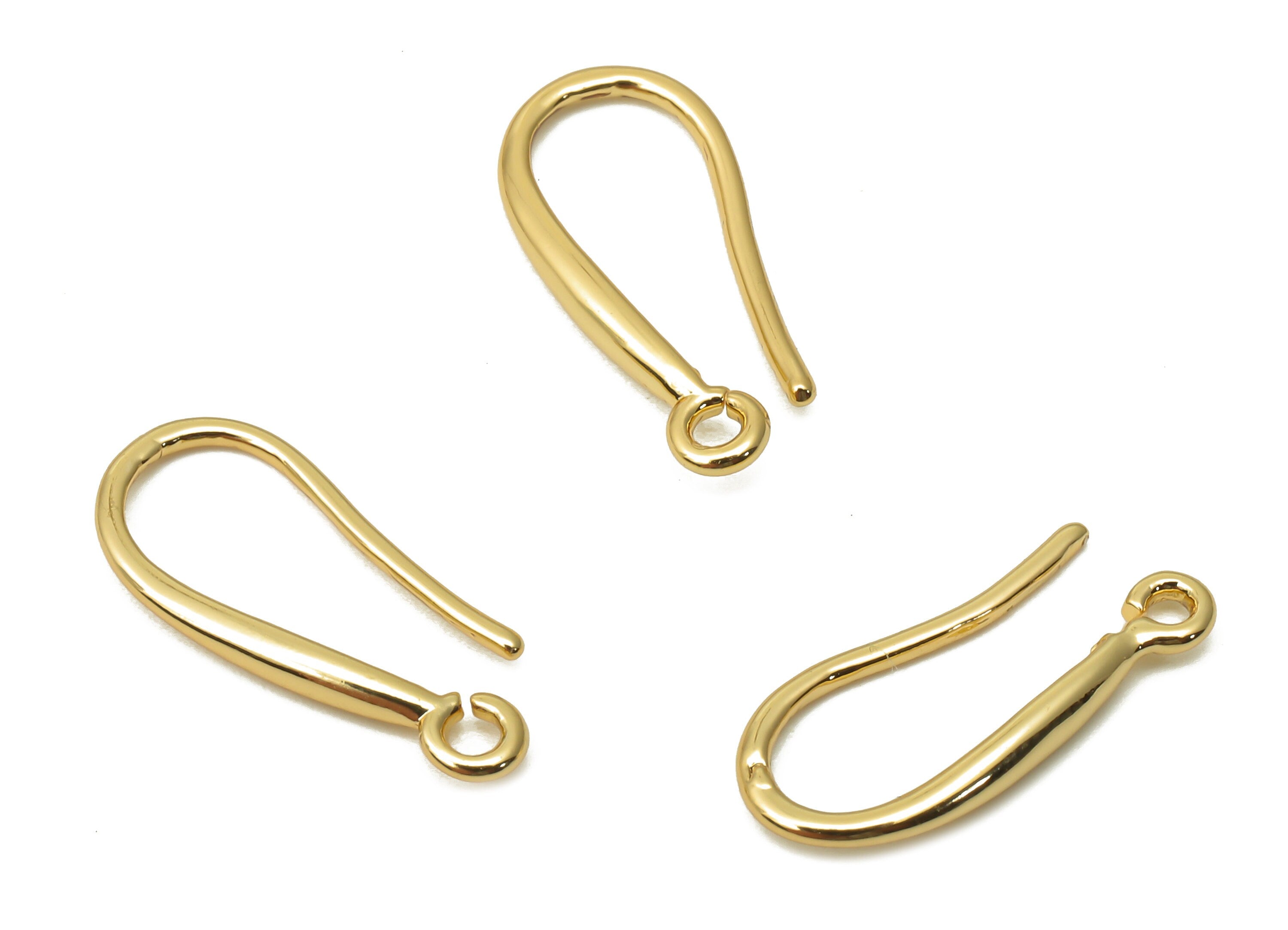 Brass Earrings Wire With Hook - Brass Earring - Brass Earring Findings - Ear Hook - 18K Real Gold Plated Brass - 16.12x6.66x1.67mm - RGP5045 - DOMEDBAZAAR