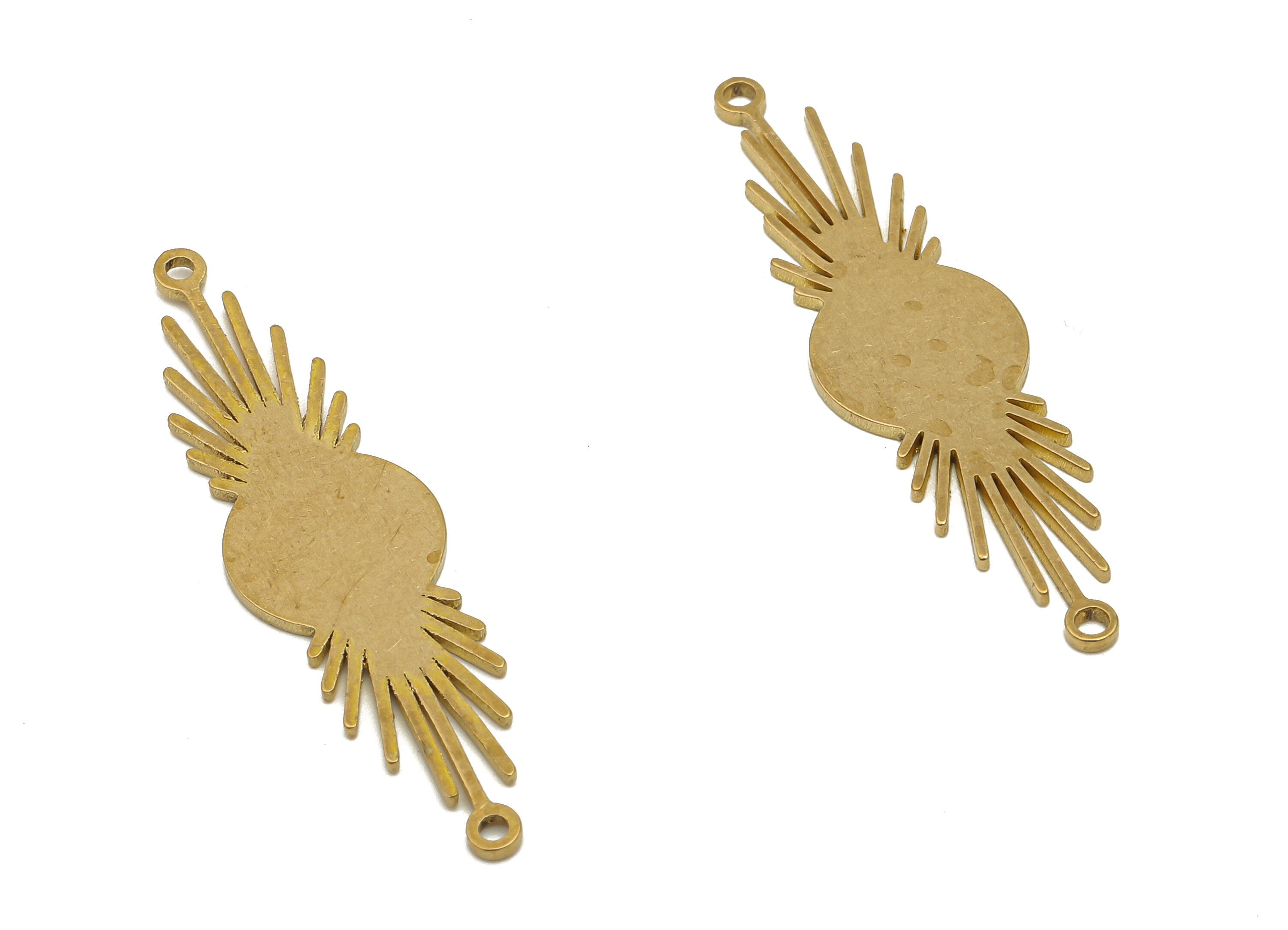 Brass Sun Cutout Earring Charm - Raw Brass SunShine Connectors Charm - Sunburst Connector - Jewelry Making -39.71x10.42x0.82mm -PPA4085 - DOMEDBAZAAR