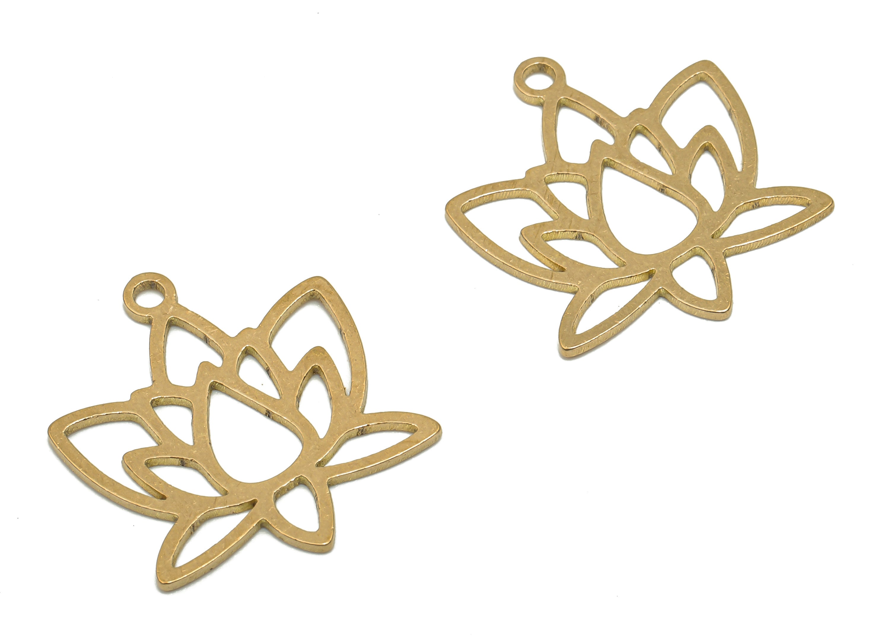 Raw Brass Laser Lotus Flower Charm - Raw Brass Flower Cutout Earring - Laser Cut Tulip Pendant - Brass Findings - 19.8x17.09x0.64mm- PPA4117 - DOMEDBAZAAR
