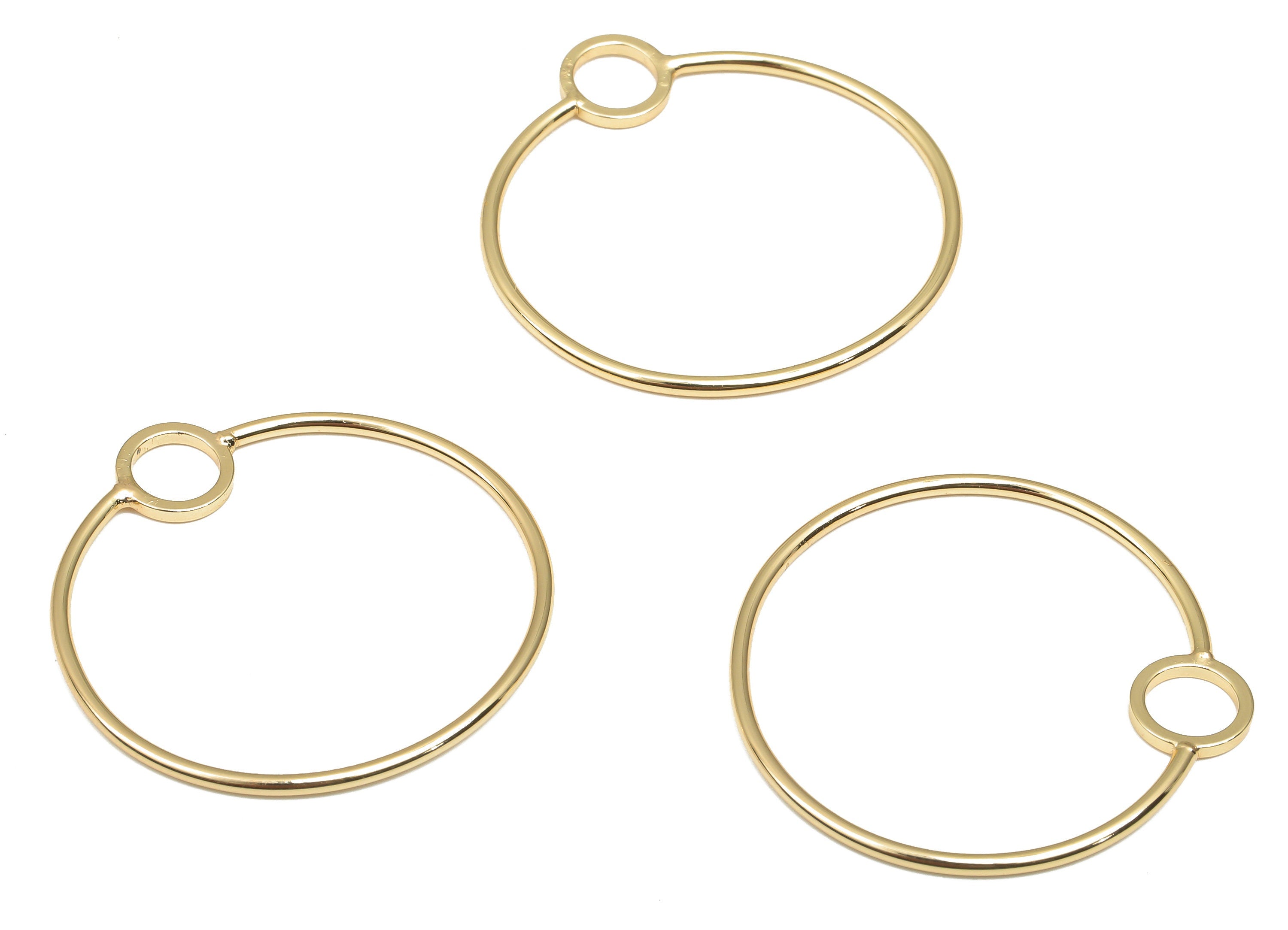 Brass Round Charms - Brass Circle Hoop Earring Charm - 18K Real Gold Plated Brass Pendant - For Necklace - 30.44x29.34x1.27mm - RGP4674 - DOMEDBAZAAR