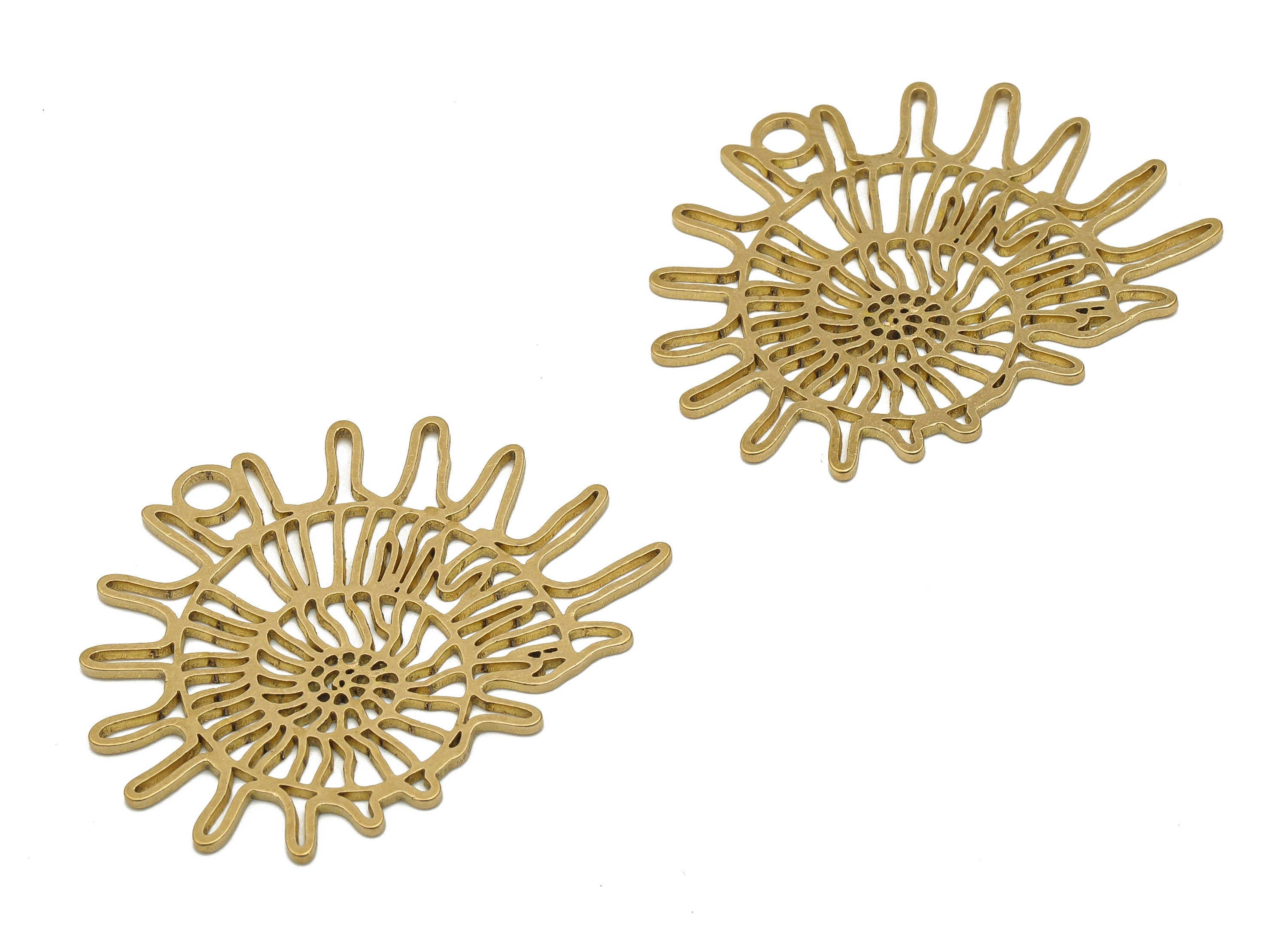 Brass Snail Earring Charm - Raw Brass Snail Cutout Pendant - Laser Cut Charm - Filigree Charm - Jewelry Supplies -35.95x31.3x0.9mm - PPA4230 - DOMEDBAZAAR