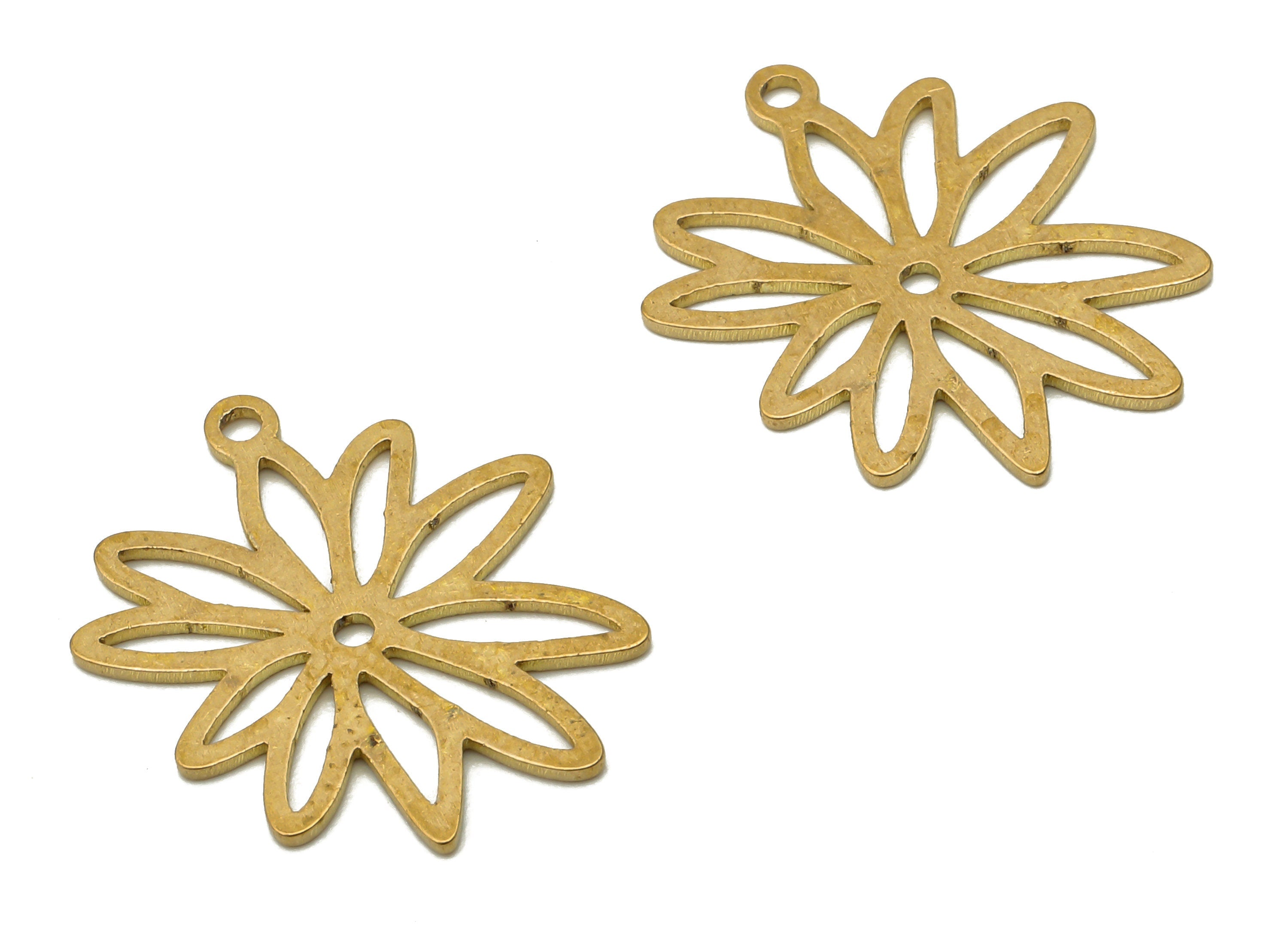 Brass Flower Charms - Raw Brass Flower Leaf Cutout Pendant -Earring Findings - Laser Cut Brass Jewelry Supplies - 19.8x16.8x0.72mm- PPA4266 - DOMEDBAZAAR