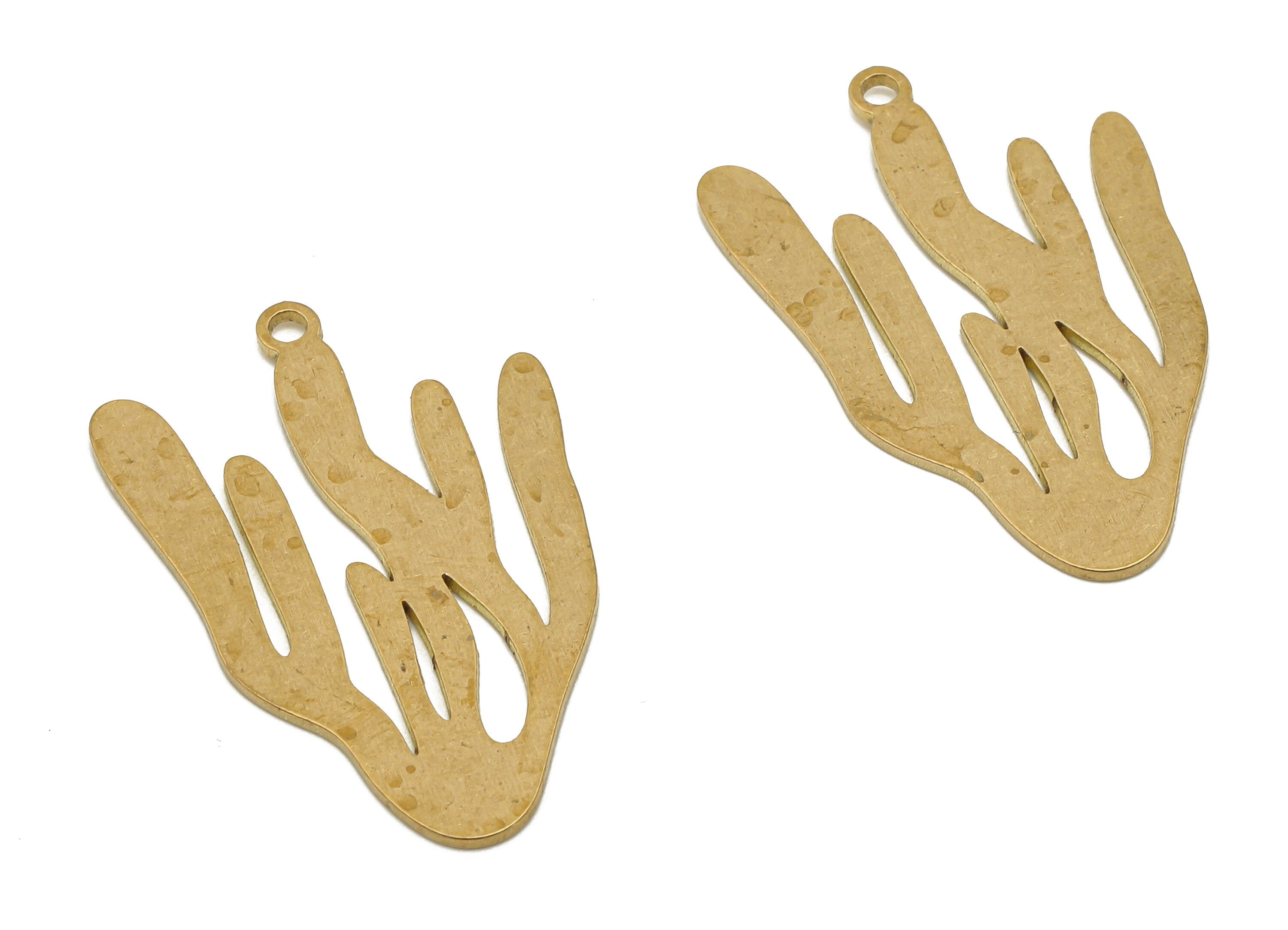 Brass Coral Earring Charm - Raw Brass Sea Plant Cutout Pendant - Earring Findings - Jewelry Making Supplies - 30.14x19.59x0.66mm - PPA4328 - DOMEDBAZAAR