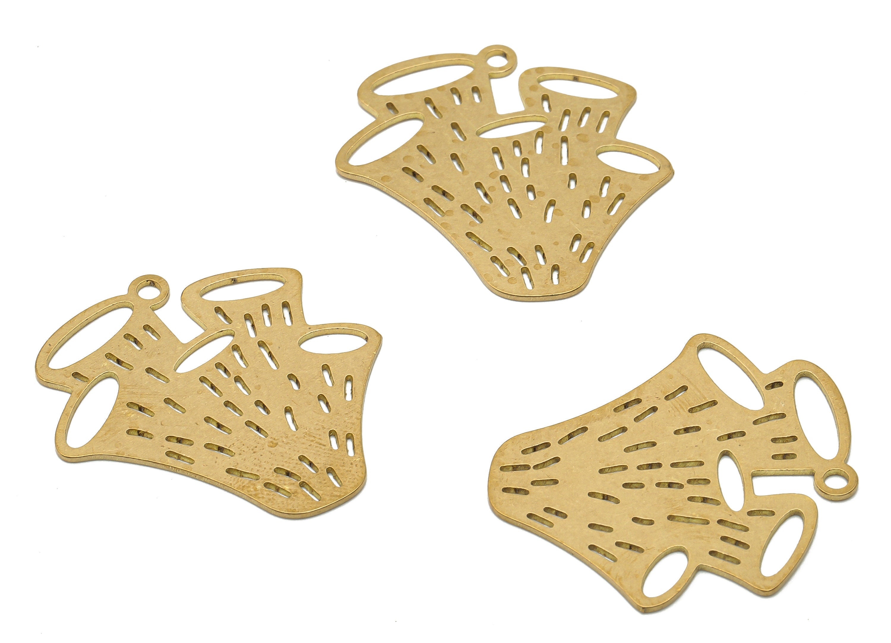 Brass Sea Plant Earring Charm - Raw Brass Sea Plant Cutout Pendant - Earring Findings - Jewelry Making Supplies - 29.46x26.9x0.7mm - PPA4334 - DOMEDBAZAAR