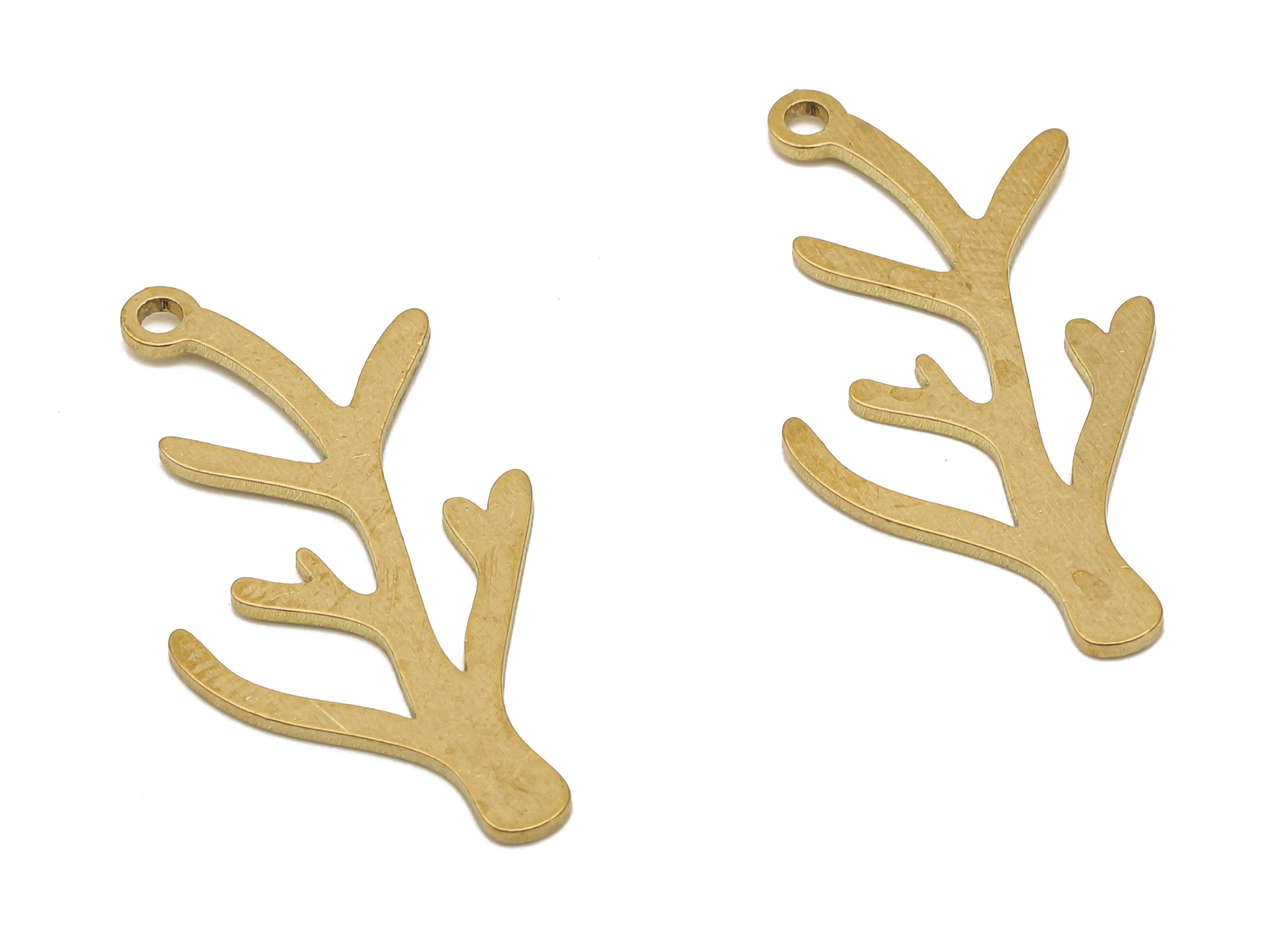 Brass Branch Earring Charm - Raw Brass Tree Cutout Charms - Brass Botanical Findings - Jewelry Making Supplies -29.97x15.3x0.72mm- PPA4335 - DOMEDBAZAAR