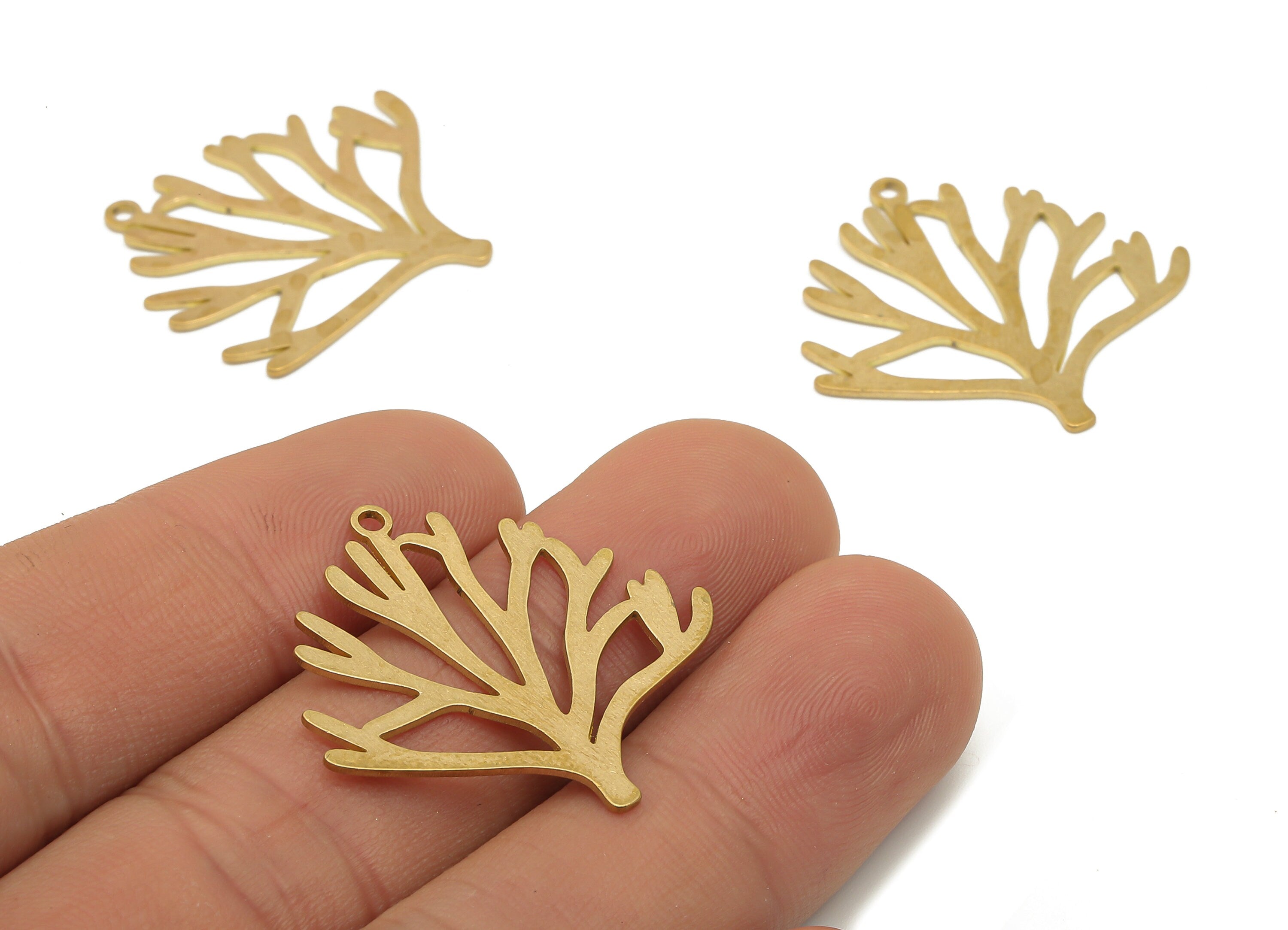 Brass Coral Earring Charm - Raw Brass Lifetree Branch Cutout Pendant - Botanical Earring Findings - Jewelry Making 28.9x29.9x0.7mm - PPA4346 - DOMEDBAZAAR
