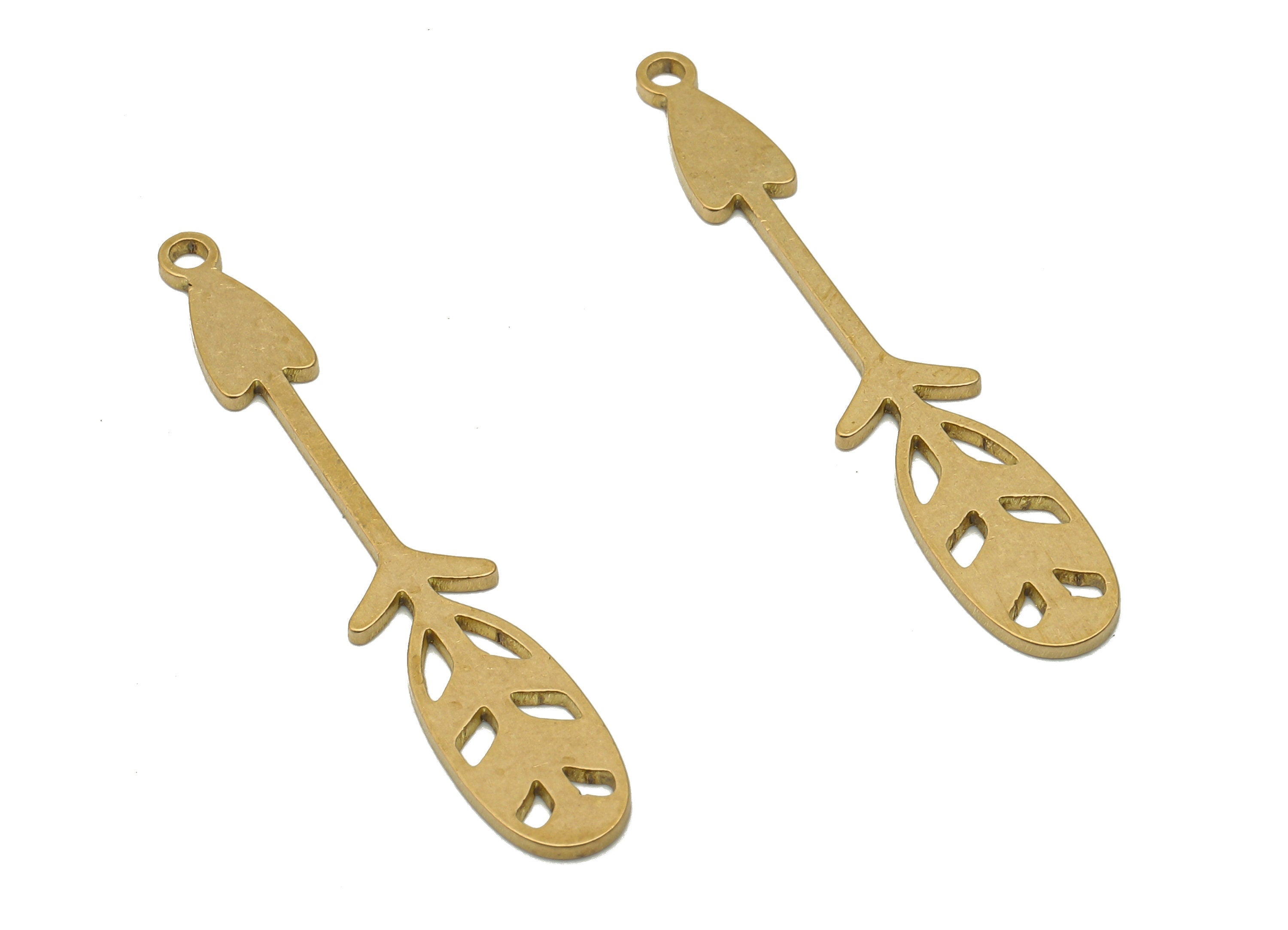Brass Arrow Wing Earring Charms - Raw Brass Wing Arrow Cutout Pendant - Laser Cut Charms - Drop Earring Charm - 39.74x7.22x0.85mm - PPA4354 - DOMEDBAZAAR