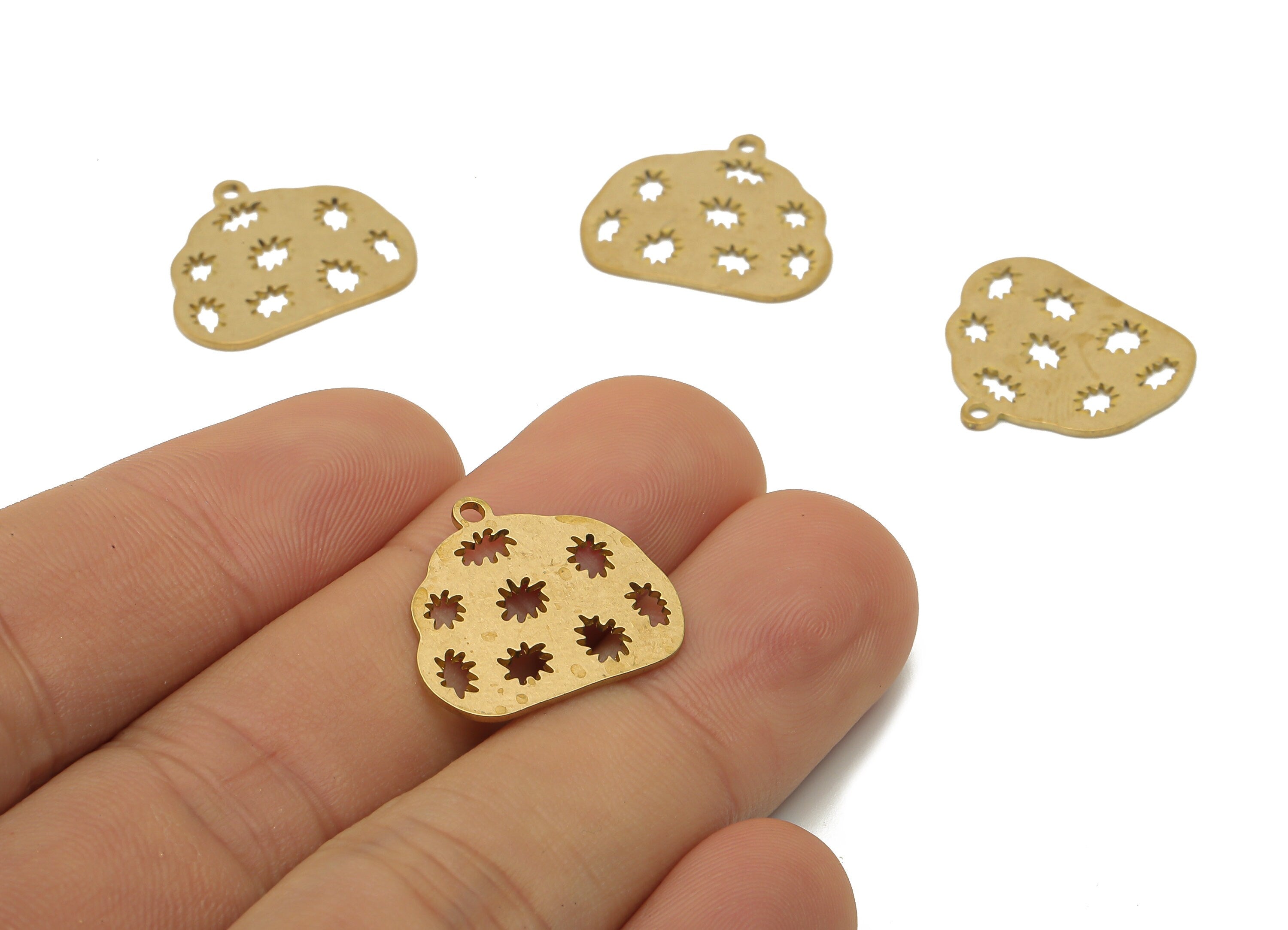 Raw Brass Cloud Star Charm - Brass Cloud Cutout Earrings Charm - Laser Cut Charm - Jewelry Making Supplies - 17.47x19.74x0.65mm- PPA4371 - DOMEDBAZAAR