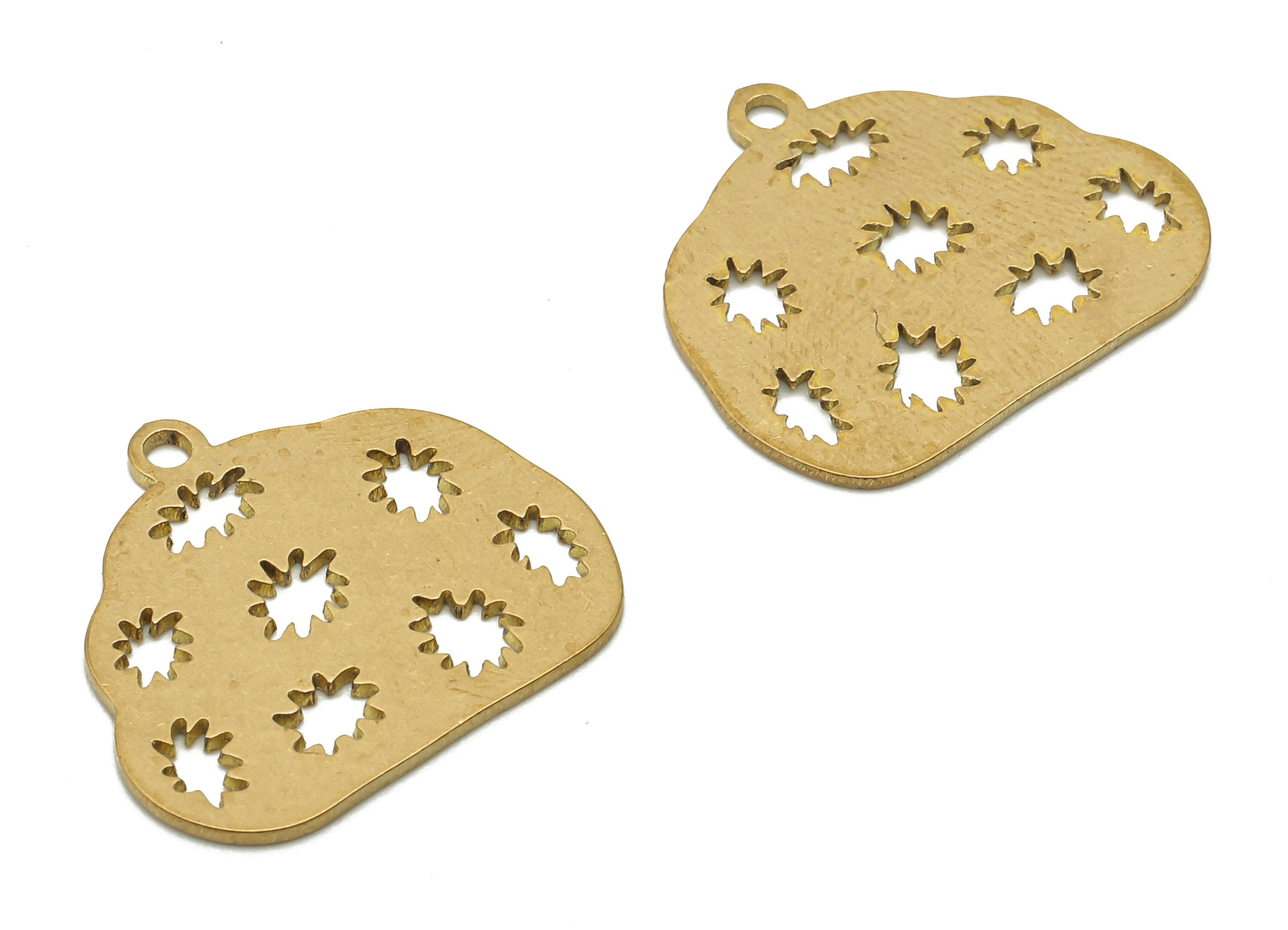 Raw Brass Cloud Star Charm - Brass Cloud Cutout Earrings Charm - Laser Cut Charm - Jewelry Making Supplies - 17.47x19.74x0.65mm- PPA4371 - DOMEDBAZAAR
