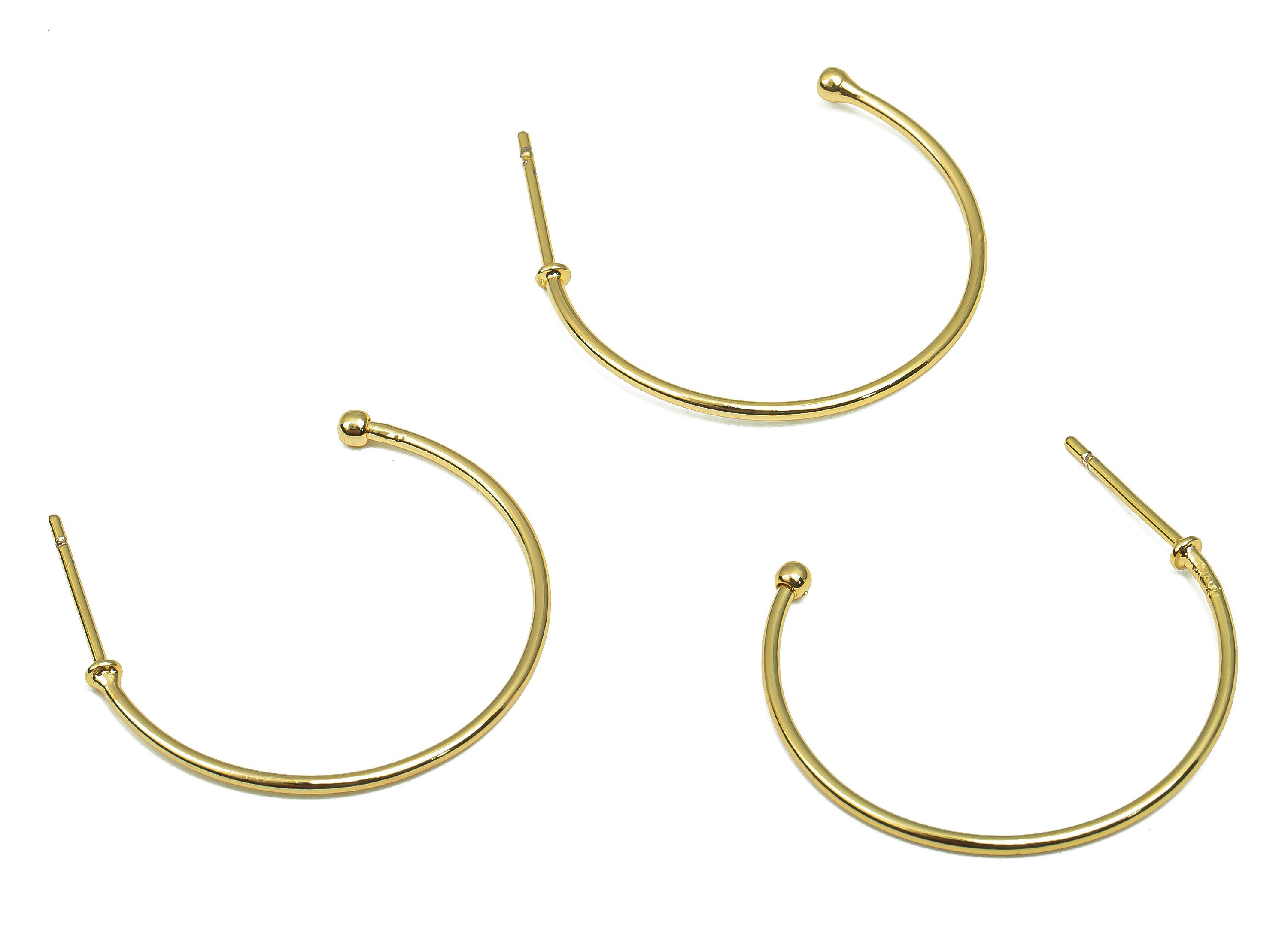 Brass C Open Hoop Earring Stud - Brass C Hoop Earring Post - Open Hoop Stud Earring - Stainless Steel Stud - 25.11x20.27x1.05mm- RGP4695 - DOMEDBAZAAR