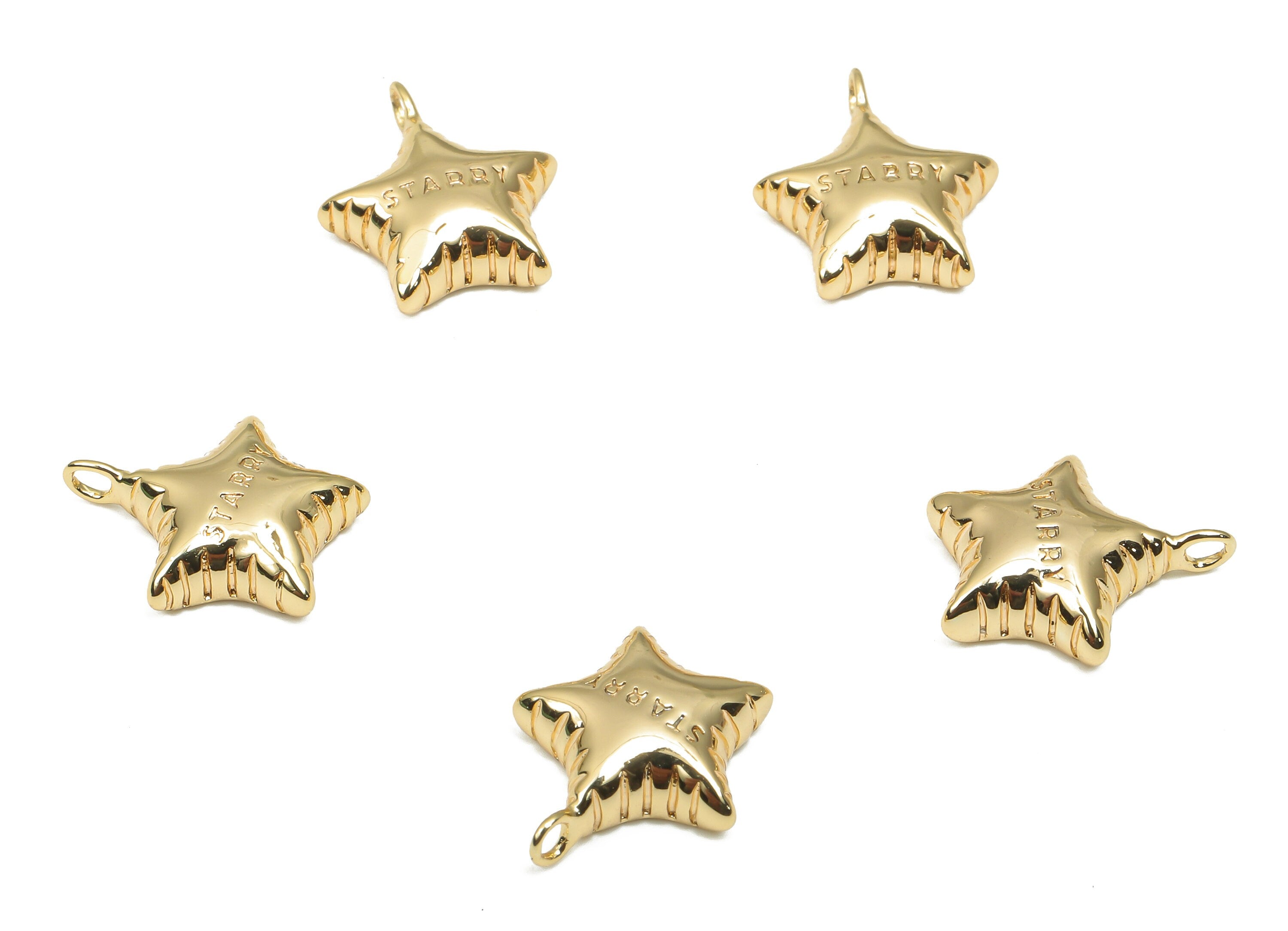 Brass Mini Star Earring Charm - Gold Star Pendant - 18K Real Gold Plating - Earring Finding - Bracelet Charms - 12.63x10.7x3.67mm - RGP4701 - DOMEDBAZAAR