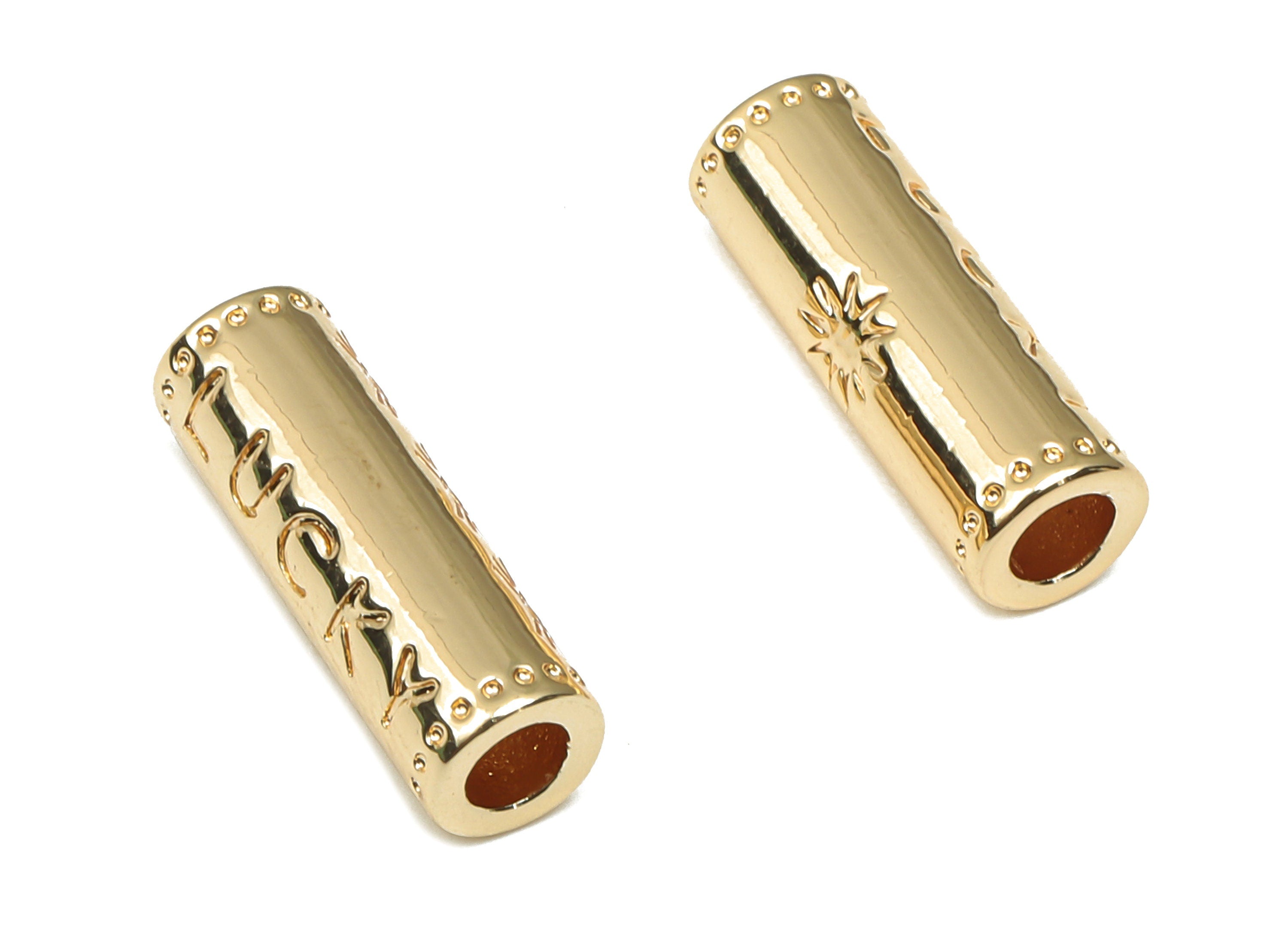 Brass Connector Spacer Bead - Barrel Spacer Bracelet Beads - 18K Real Gold Plating - Lucky Bracelet Tube - 15x5.13x5.13mm - RGP4707 - DOMEDBAZAAR