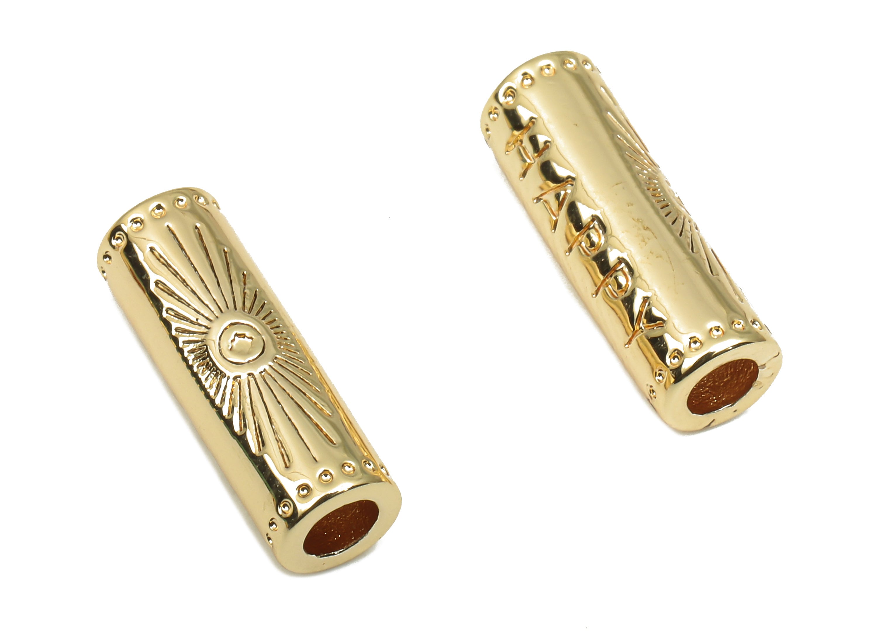 Brass Connector Spacer Bead - Barrel Spacer Bead - 18K Real Gold Plating - Sun Bracelet Tube - 15x5.04x5.04mm - RGP4708 - DOMEDBAZAAR