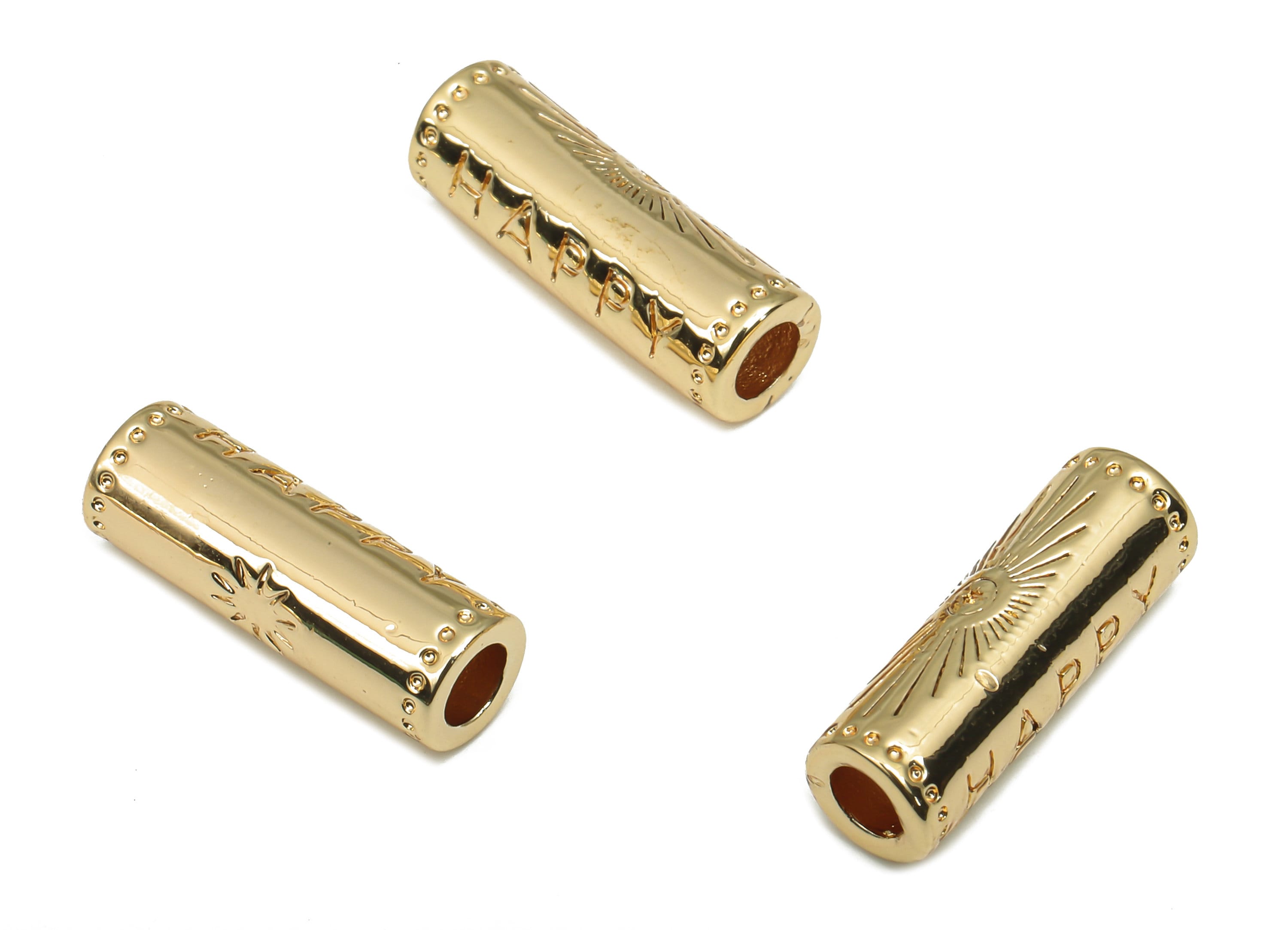 Brass Connector Spacer Bead - Barrel Spacer Bead - 18K Real Gold Plating - Sun Bracelet Tube - 15x5.04x5.04mm - RGP4708 - DOMEDBAZAAR
