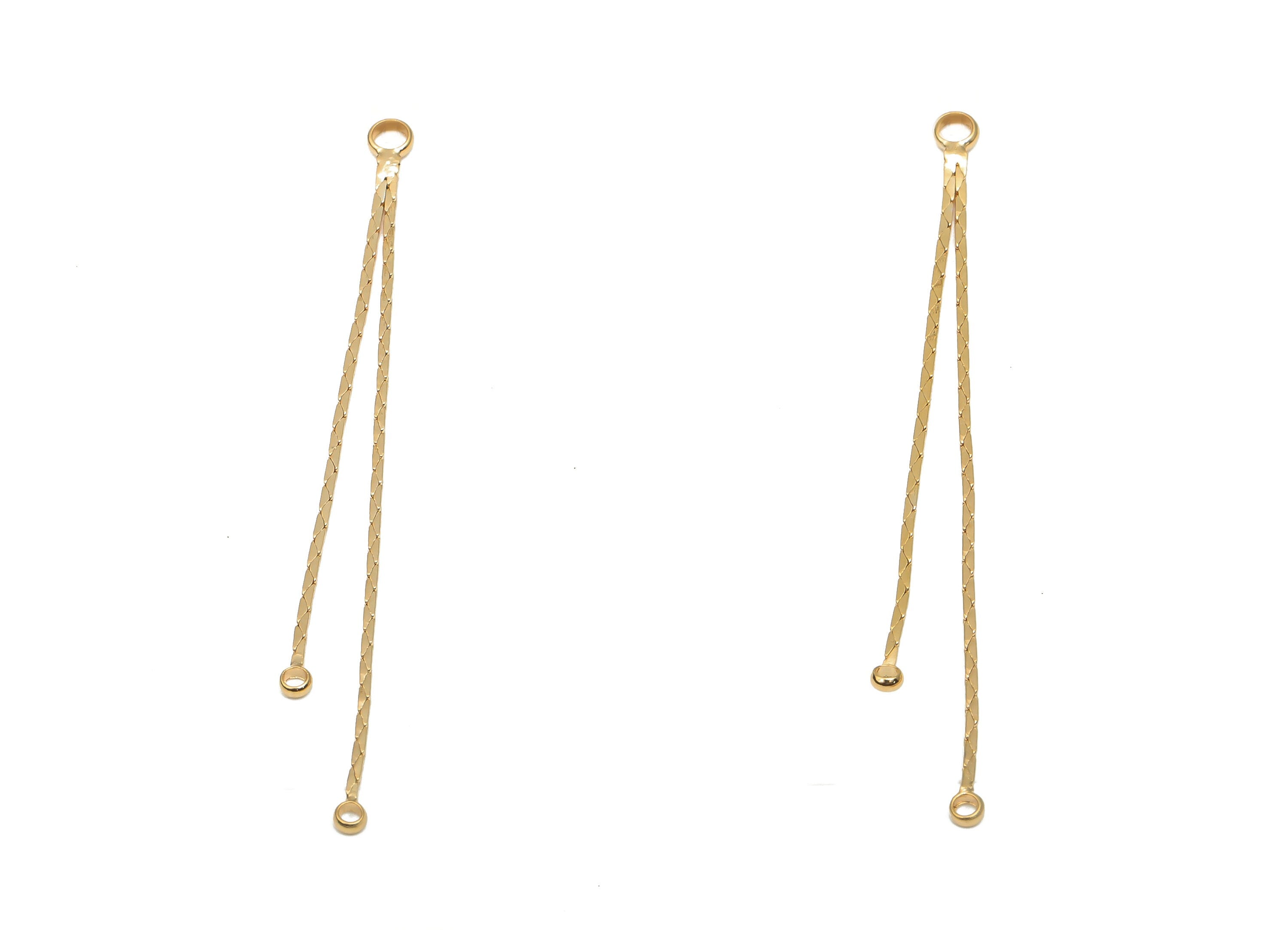 Brass Snake Chains Tassel - Gold Plated Brass Chain Tassel With 2 Loops - Brass Earring Findings - 52.85x2.9x1mm - RGP4717 - DOMEDBAZAAR