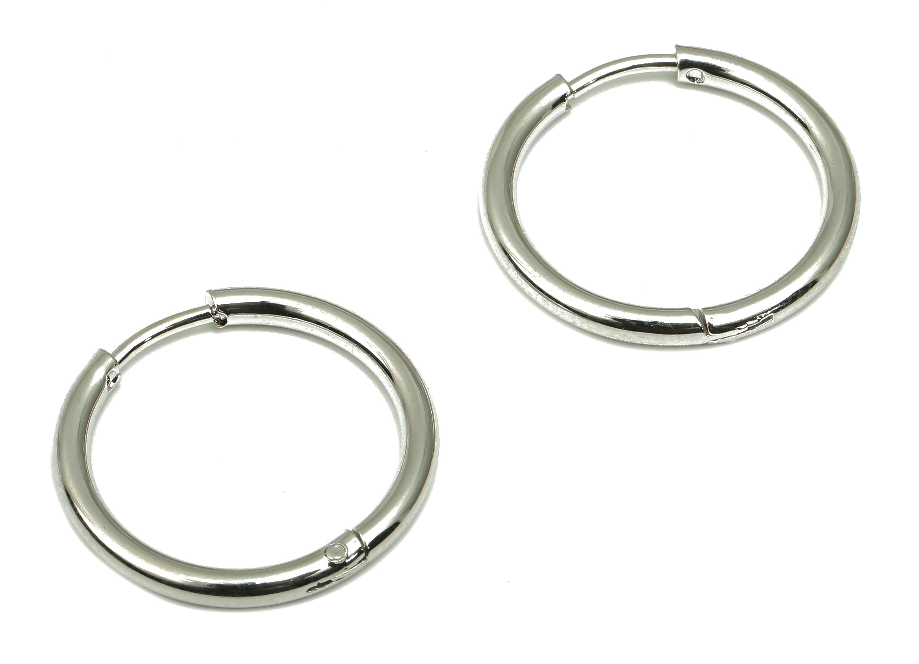 Hoop Earring Clasp - Brass Circle Earrings - 18k Real White Gold Plated Round Brass - Jewelry Supplies - 20.18x20.18x2.06mm - RGP4729S - DOMEDBAZAAR