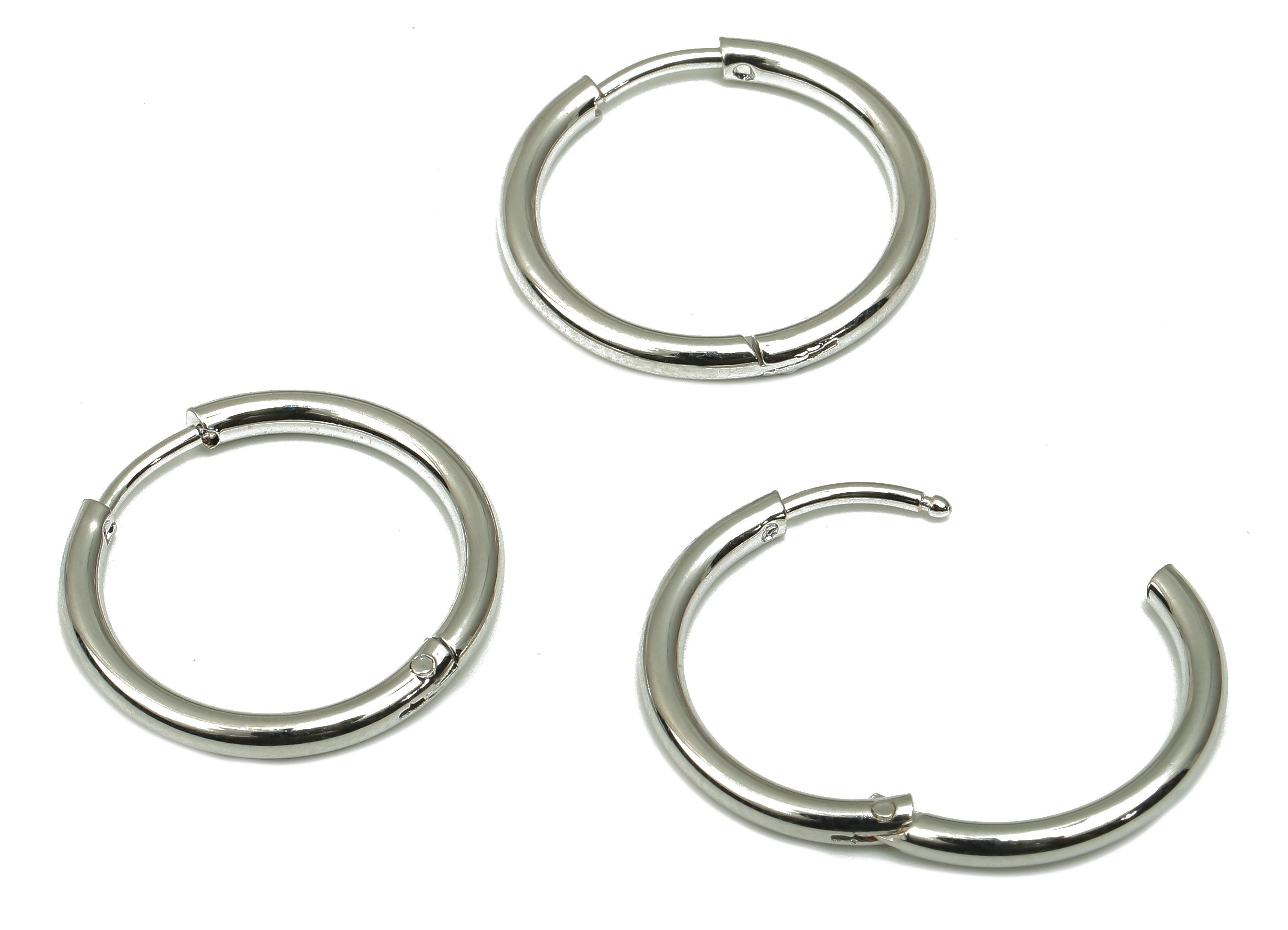 Hoop Earring Clasp - Brass Circle Earrings - 18k Real White Gold Plated Round Brass - Jewelry Supplies - 20.18x20.18x2.06mm - RGP4729S - DOMEDBAZAAR