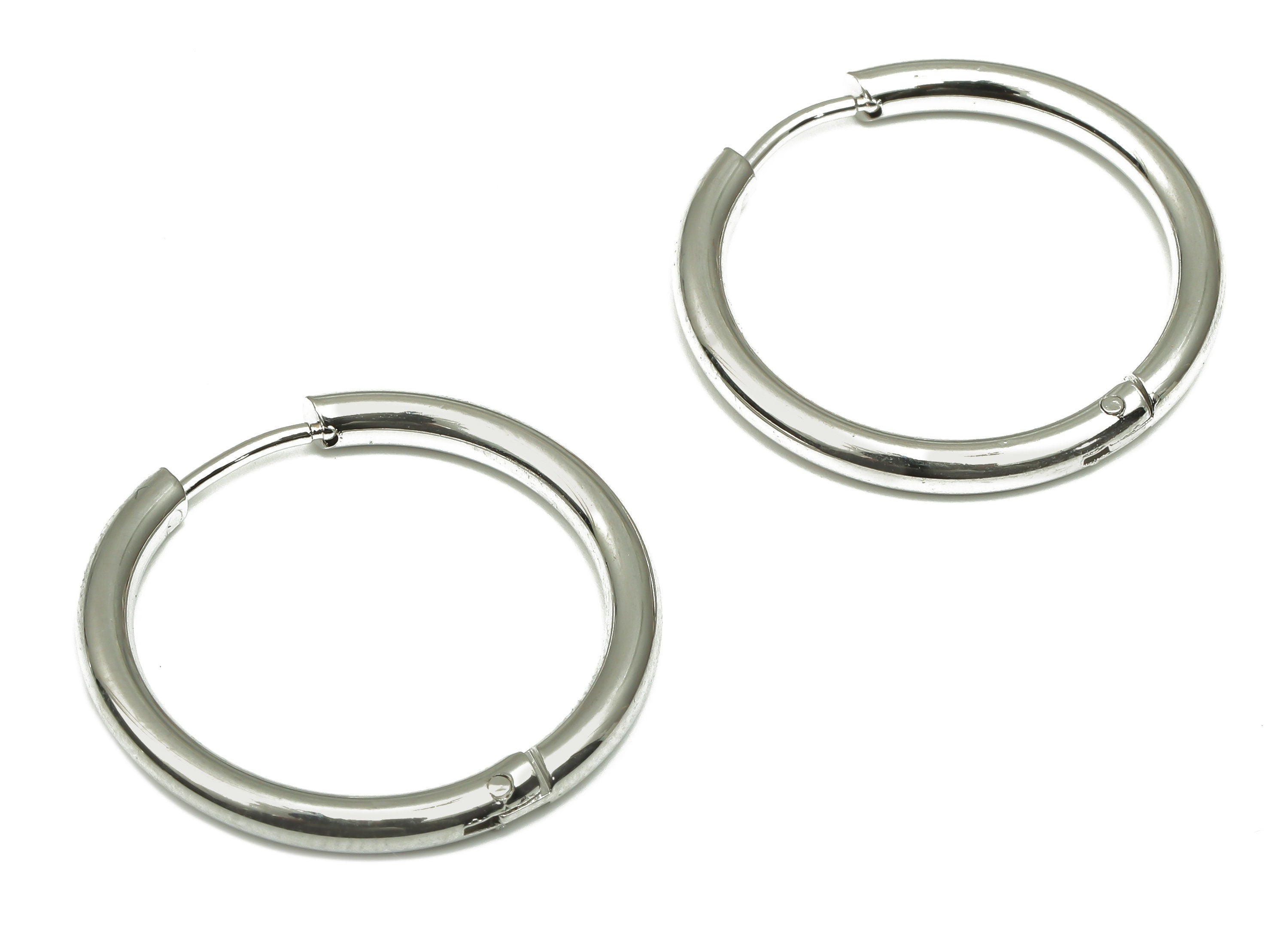 Hoop Earring Clasp - Brass Circle Earrings - 18k Real White Gold Plated Round Brass - Jewelry Supplies - 19.98x19.98x2.46mm - RGP4730S - DOMEDBAZAAR