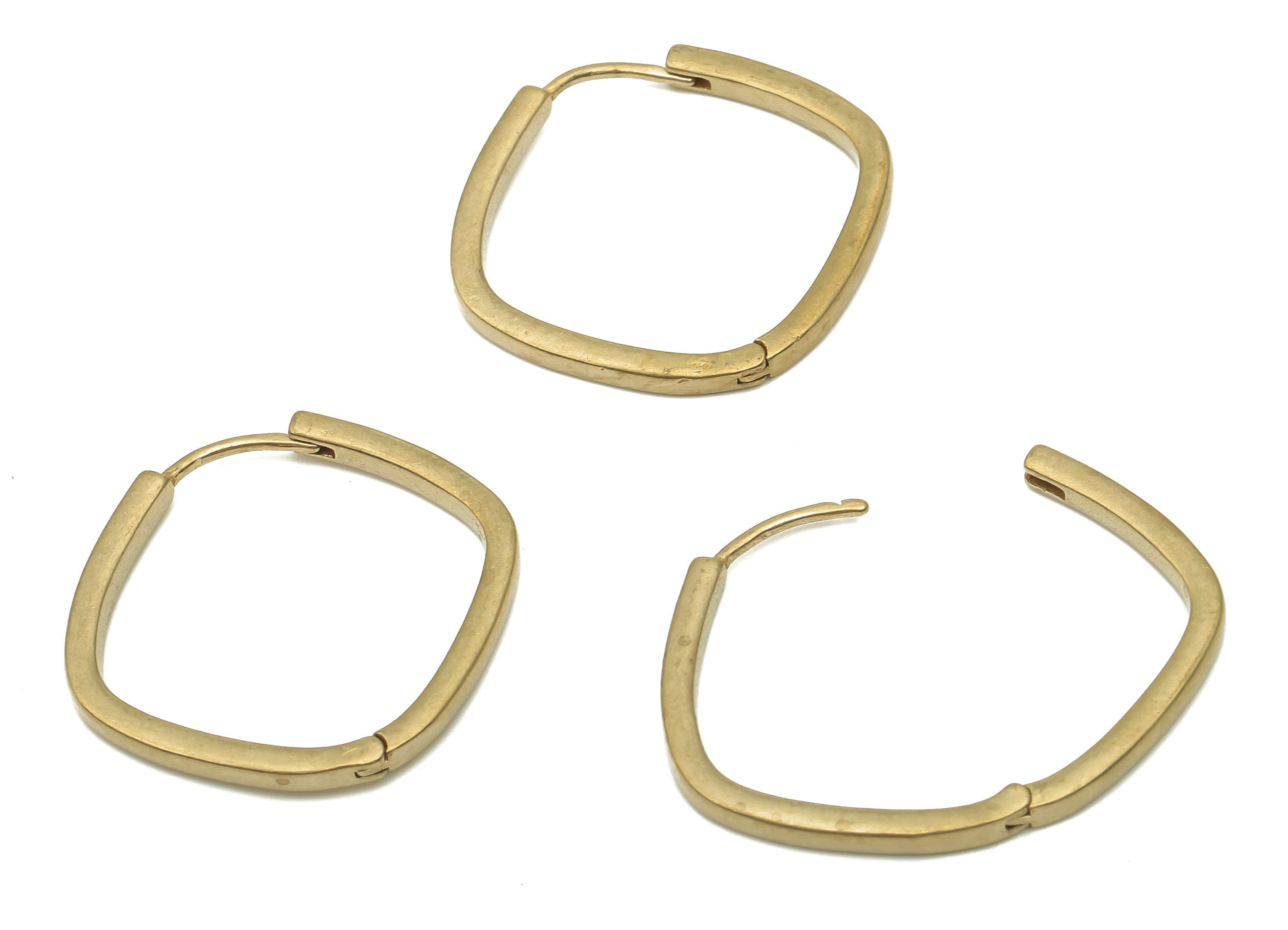 Brass Square Huggie Hoop - Raw Brass Minimalist Huggie Hoop Earring - Geometric Earring Findings - Brass Earrings - 23.1x22.4x2.0mm - PP7855 - DOMEDBAZAAR