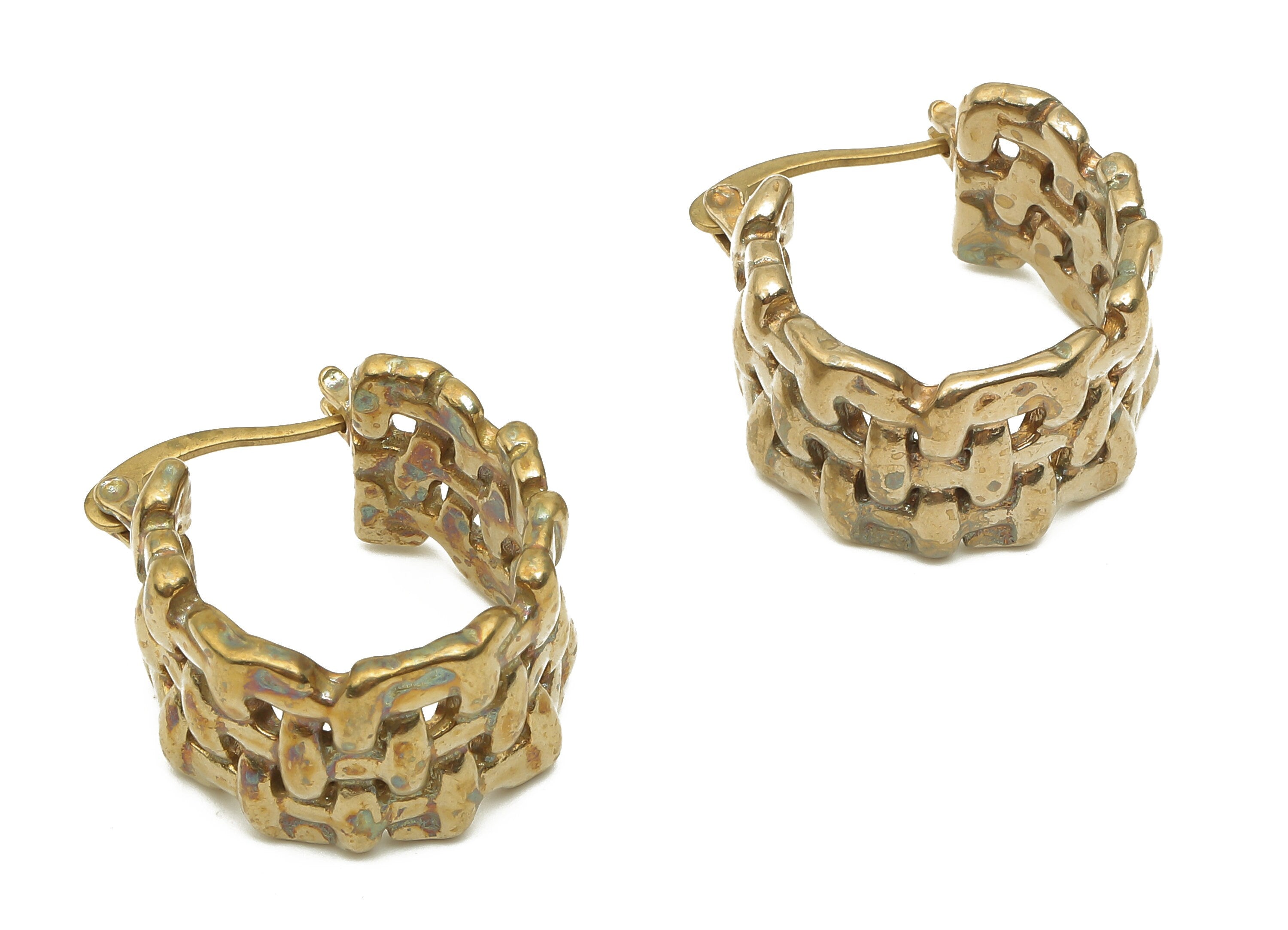 Brass Round Stud Earring - Raw Brass Ear Hooks - Raw Brass Huggie Thick Hoop Earring - Braided Hoop - 21.12x19.8x2.18mm - PP7858 - DOMEDBAZAAR