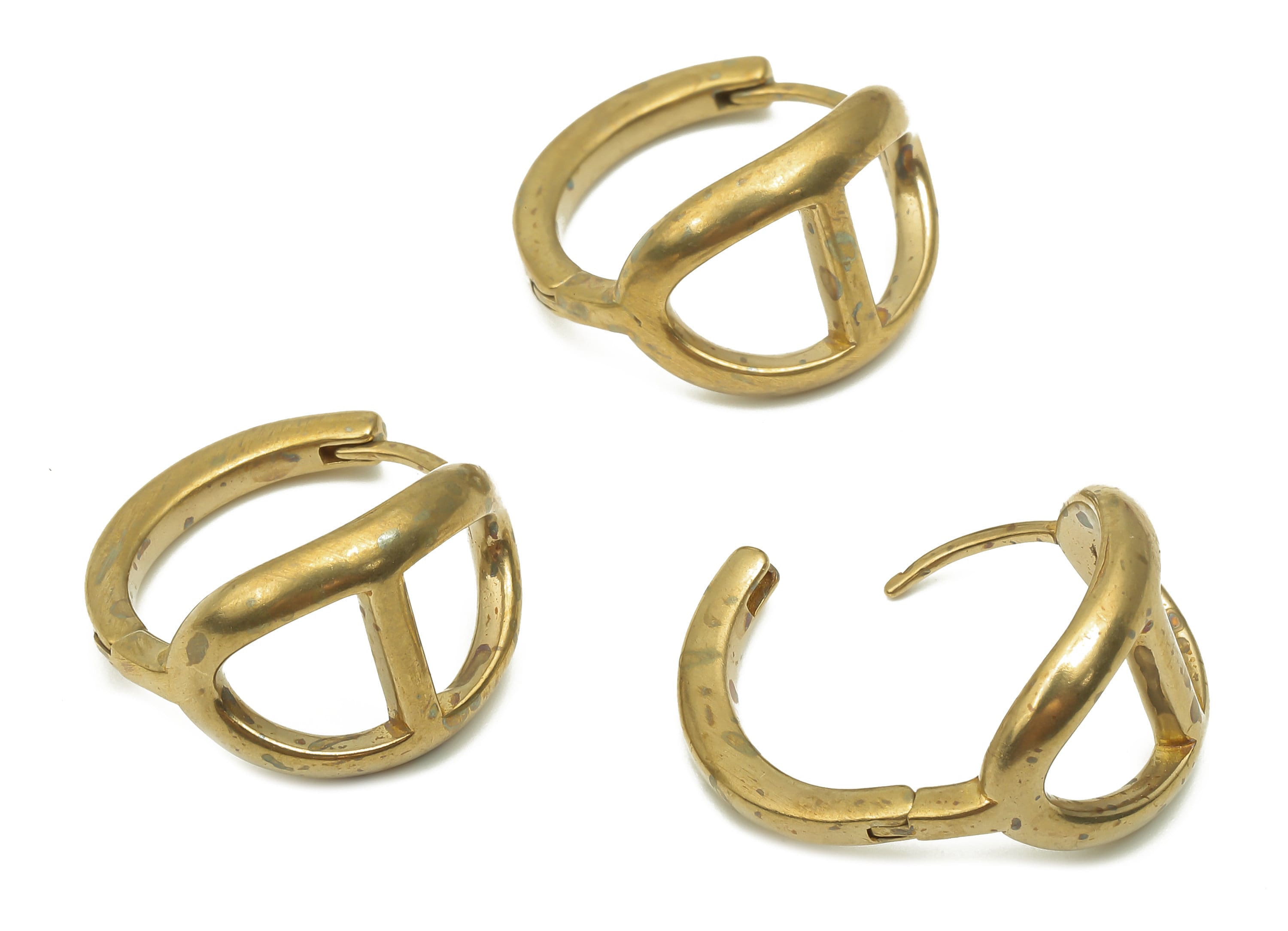 Brass Round Earring Clasp - Raw Brass Huggie Hoop Earring - Geometric Earring -  Earring Clasp - Jewelry Supplies -19.68x18.24x2.5mm- PP7876 - DOMEDBAZAAR