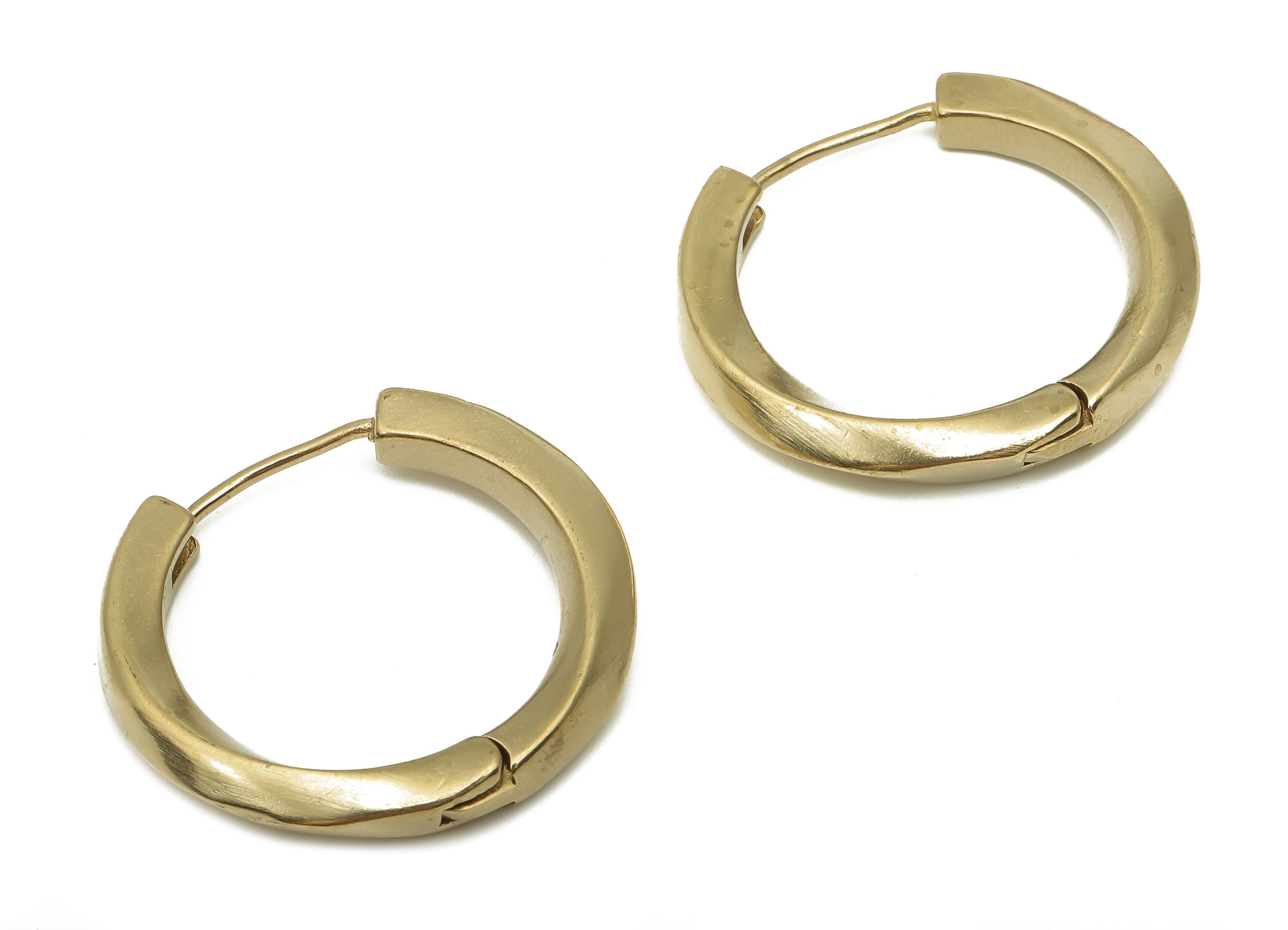 Brass Twisted Earring Hoops - Raw Brass Huggie Hoop Earrings - Geometric Earring Clasp - Jewelry Making Supplies -24.27x22.94x3.61mm-PP7877 - DOMEDBAZAAR