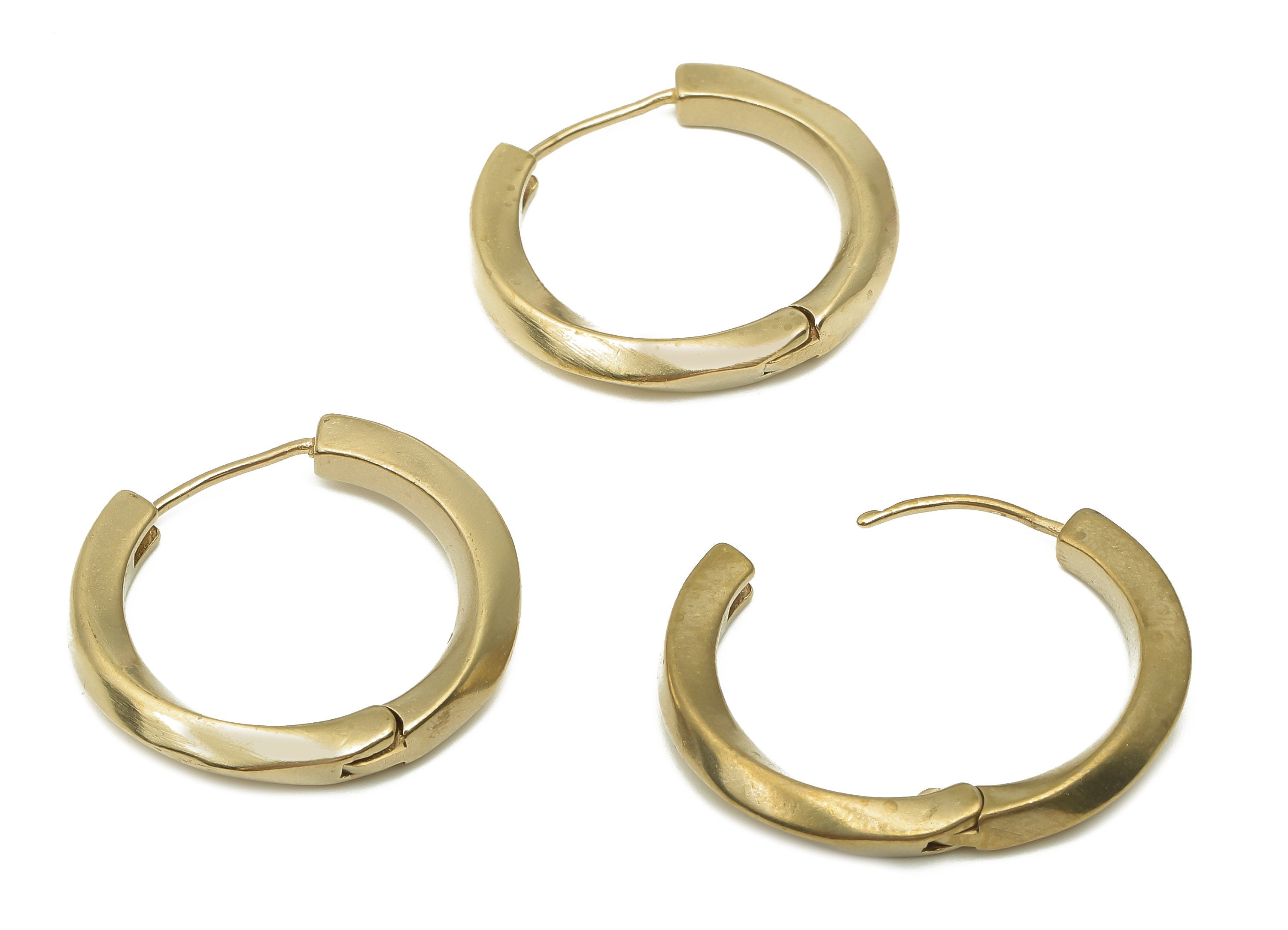 Brass Twisted Earring Hoops - Raw Brass Huggie Hoop Earrings - Geometric Earring Clasp - Jewelry Making Supplies -24.27x22.94x3.61mm-PP7877 - DOMEDBAZAAR