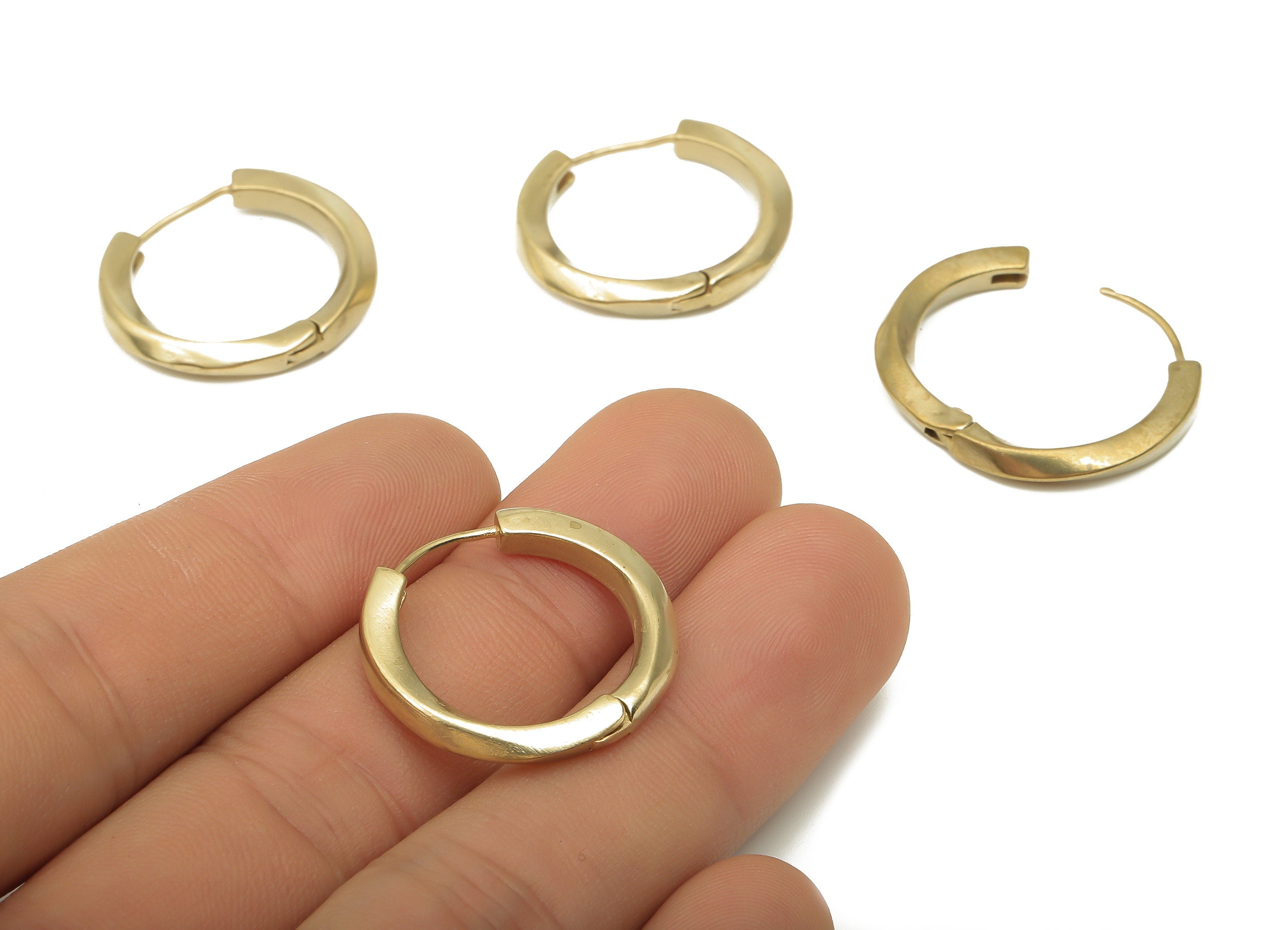 Brass Twisted Earring Hoops - Raw Brass Huggie Hoop Earrings - Geometric Earring Clasp - Jewelry Making Supplies -24.27x22.94x3.61mm-PP7877 - DOMEDBAZAAR