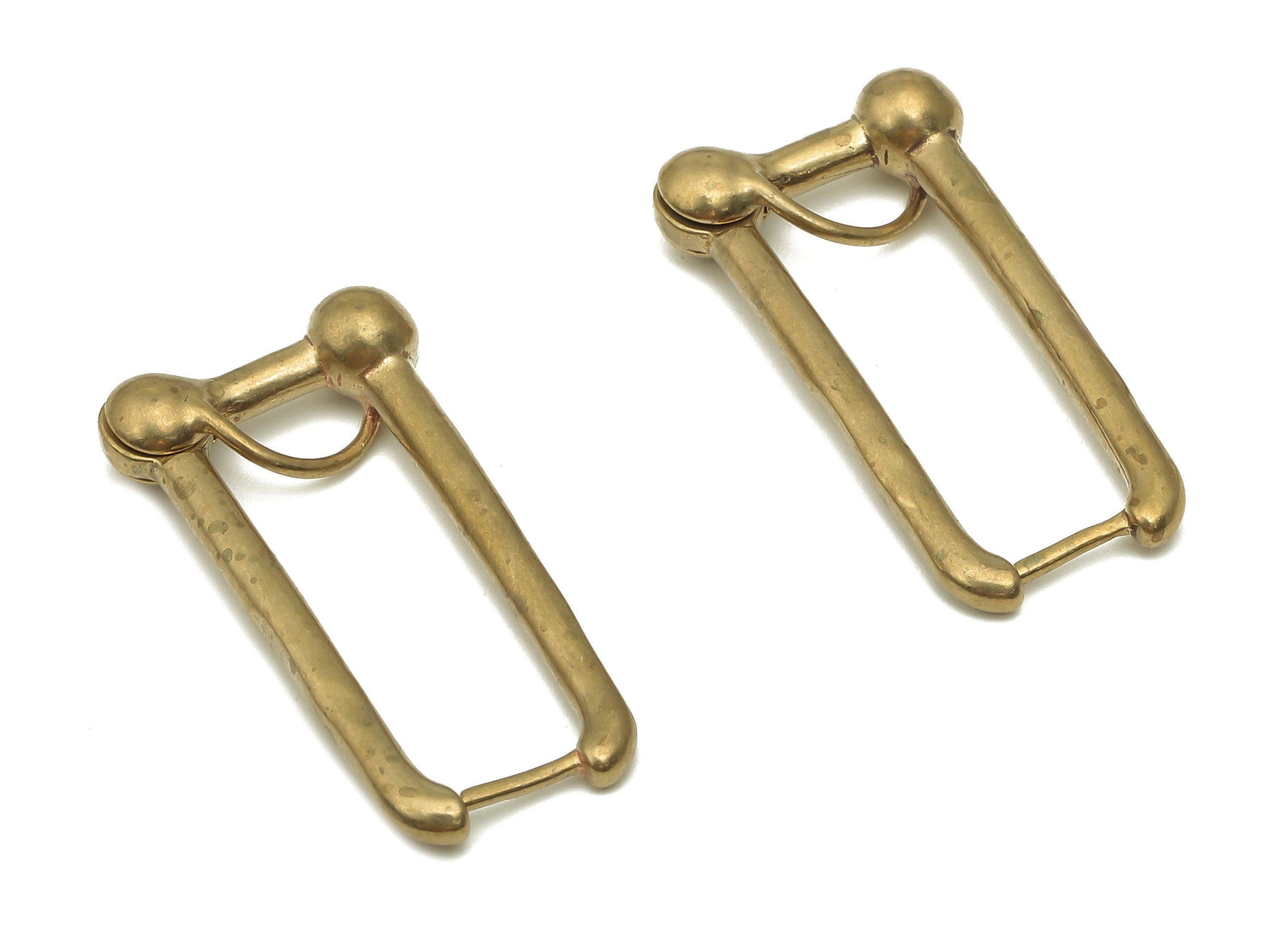 Brass U Geometric Earrings - Raw Brass Stud Earrings - Brass Rectangular Hoop Earrings - Jewelry Supplies - 29.67x15.34x4.98mm- PP7881 - DOMEDBAZAAR