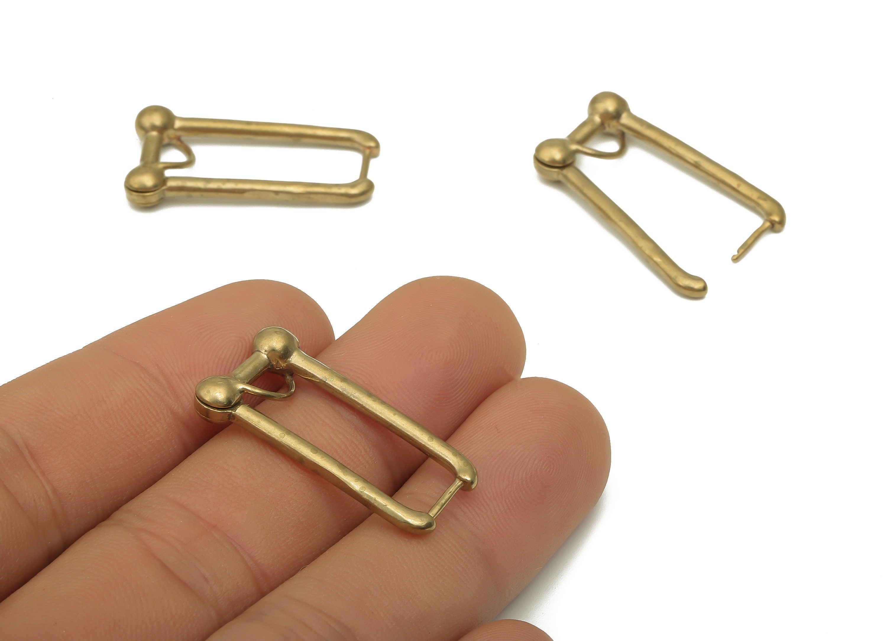Brass U Geometric Earrings - Raw Brass Stud Earrings - Brass Rectangular Hoop Earrings - Jewelry Supplies - 29.67x15.34x4.98mm- PP7881 - DOMEDBAZAAR