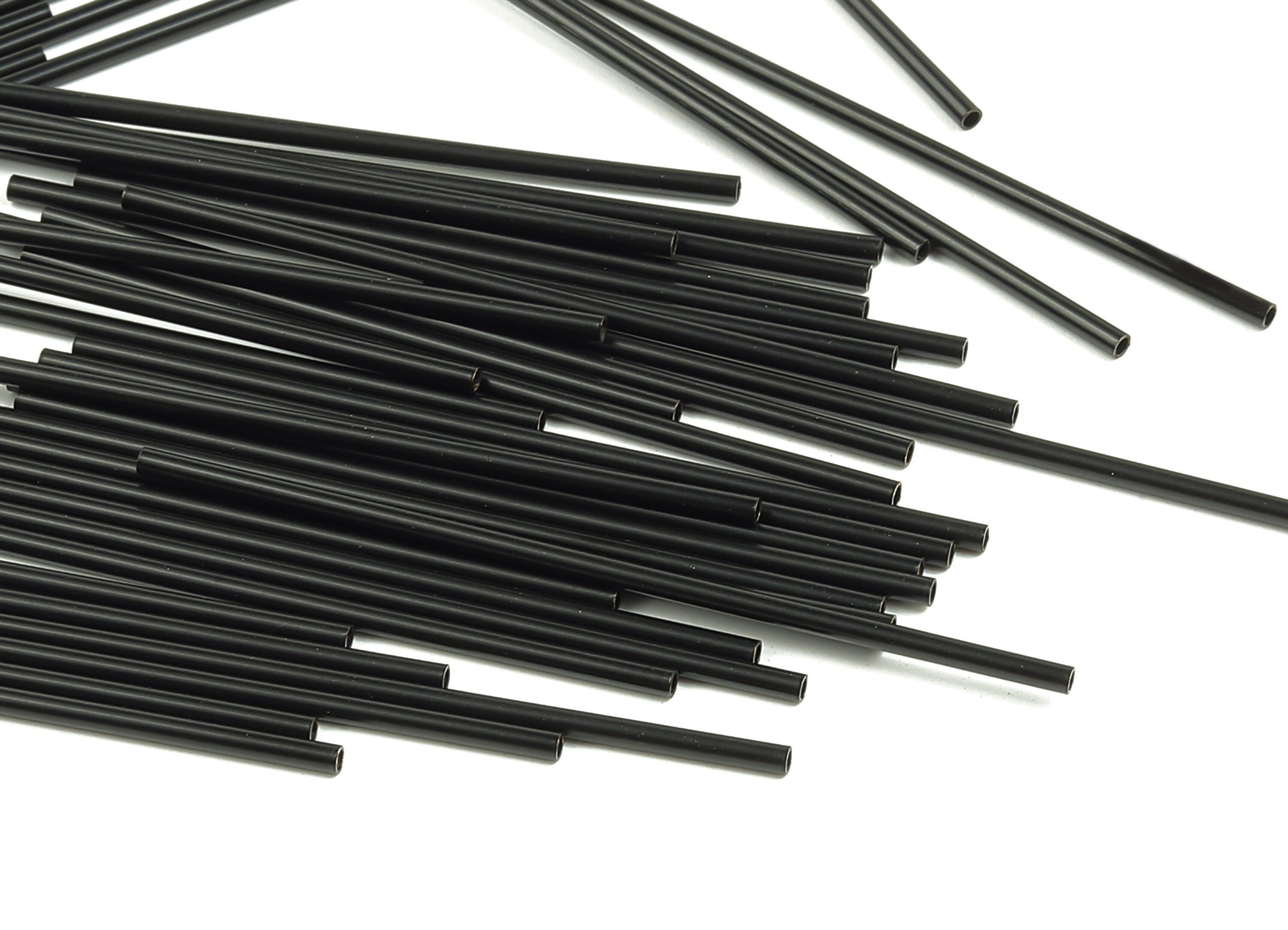 Matte Black Himmeli Tubes - Raw Brass Round Himmeli DIY Tube Beads - Circle Pipes for Geometric - For Air Plants -1.5x0.2x50mm - PP4567B-50 - DOMEDBAZAAR