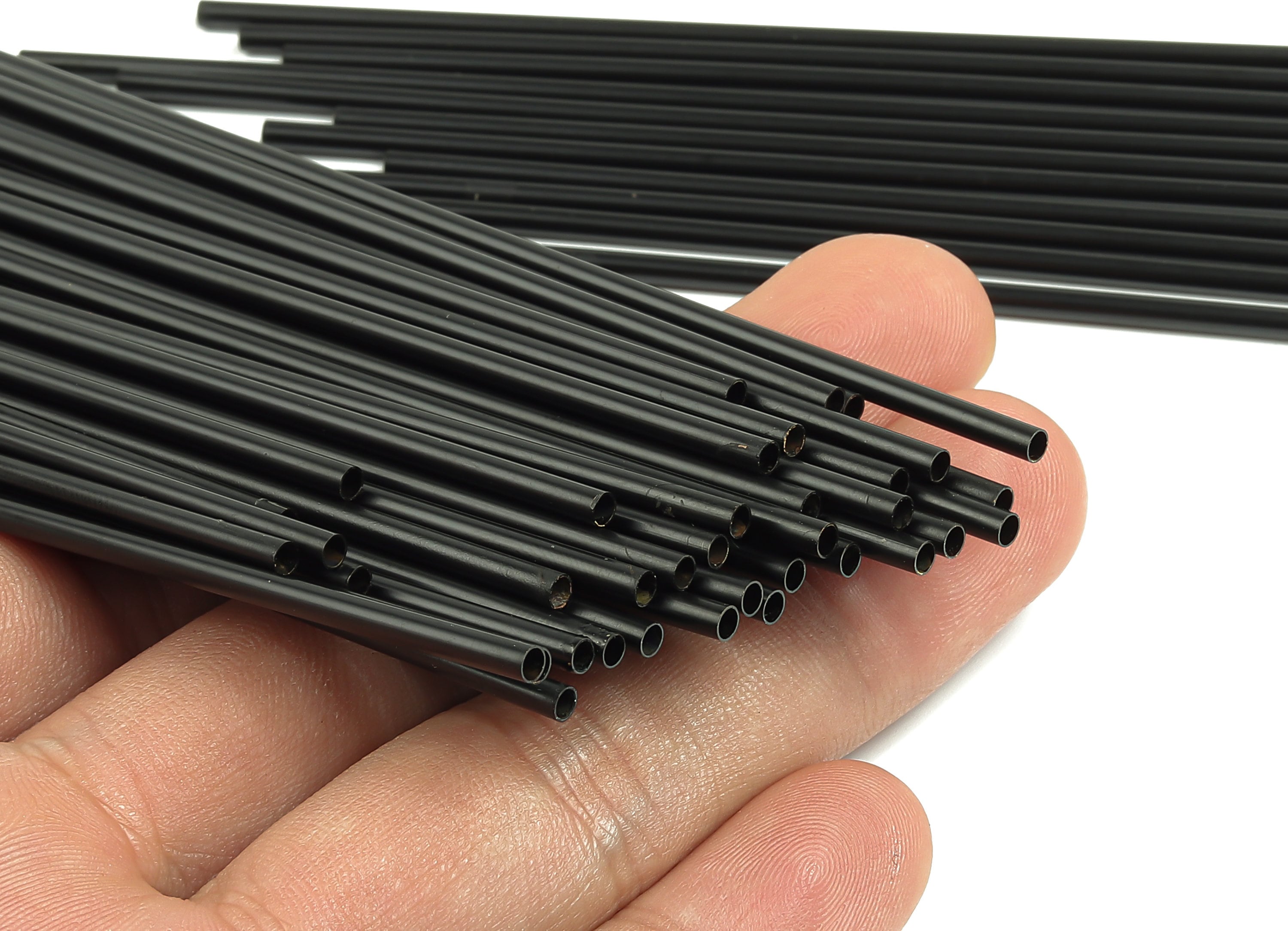 Matte Black Himmeli Tubes - Raw Brass Round Himmeli DIY Tube Beads - Circle Pipes for Geometric - For Air Plants -2.5x0.2x150mm- PP4569B-150 - DOMEDBAZAAR